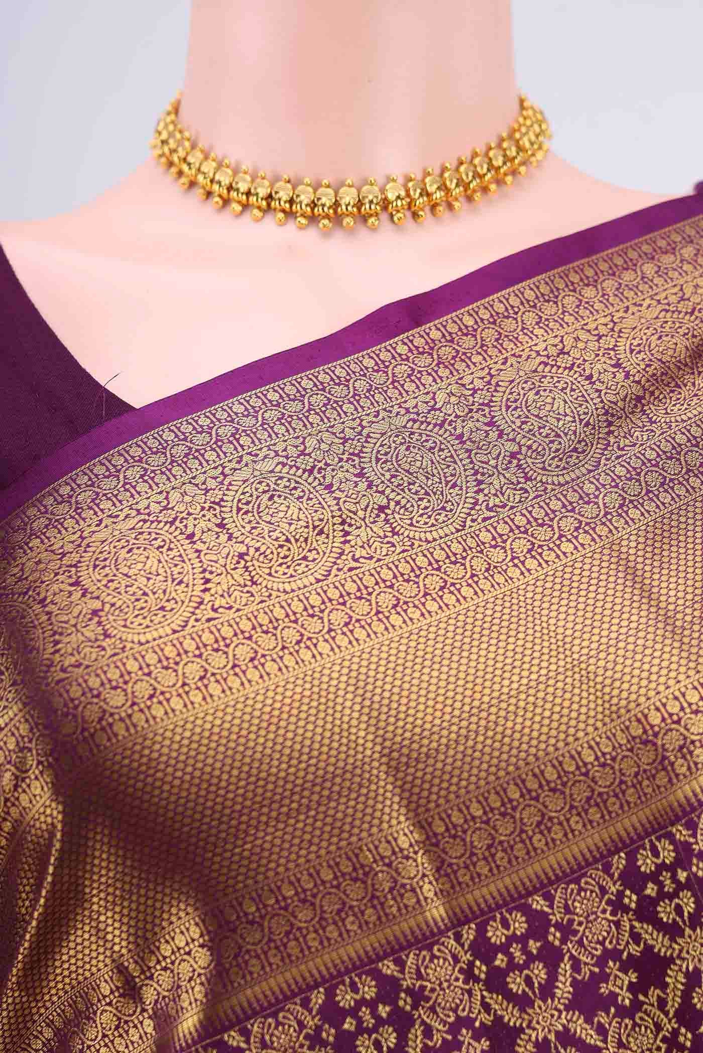 Purple Kanjivaram Silk Saree - Image 2