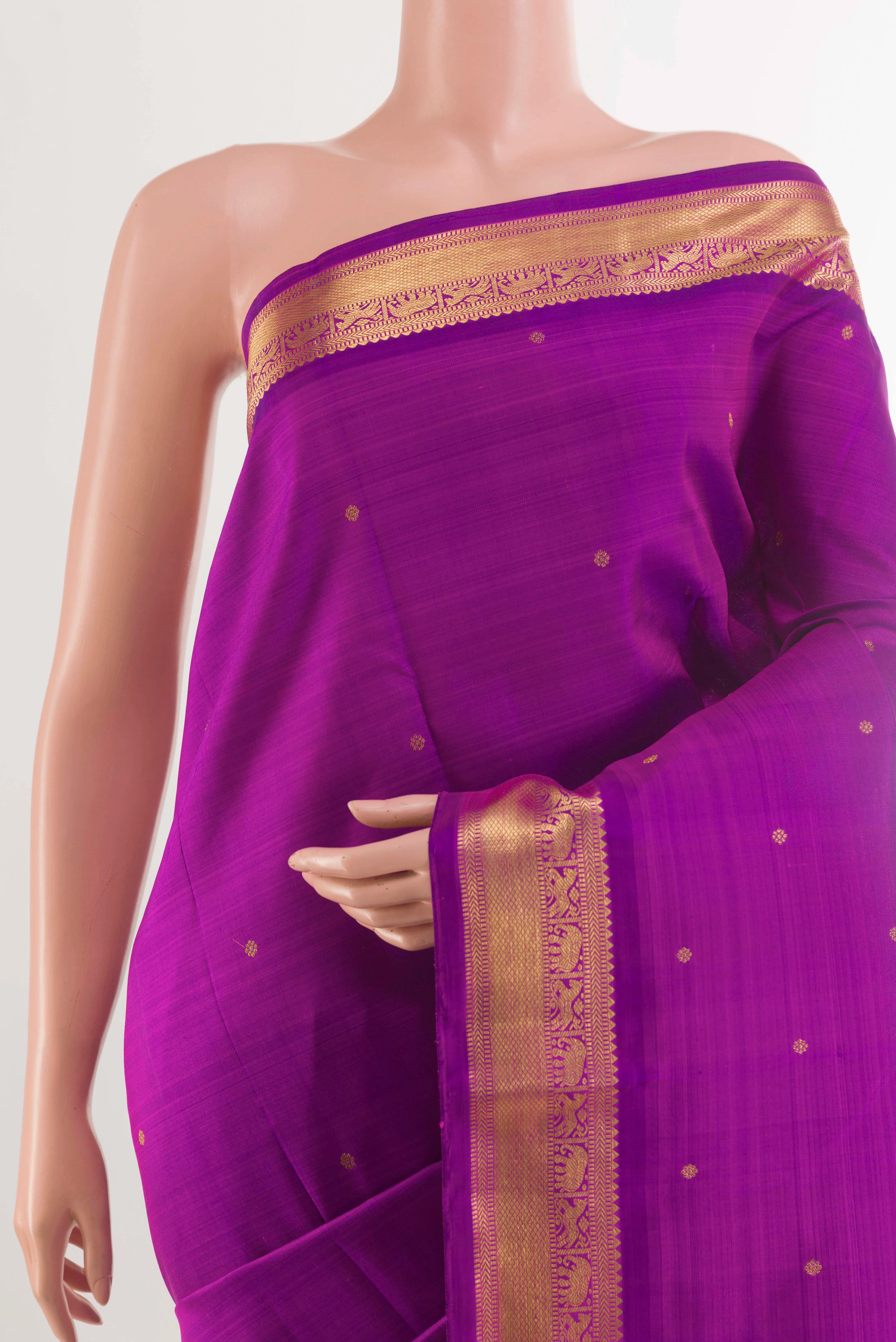 Pure Silk Pure Zari Purple Kanchipuram Saree