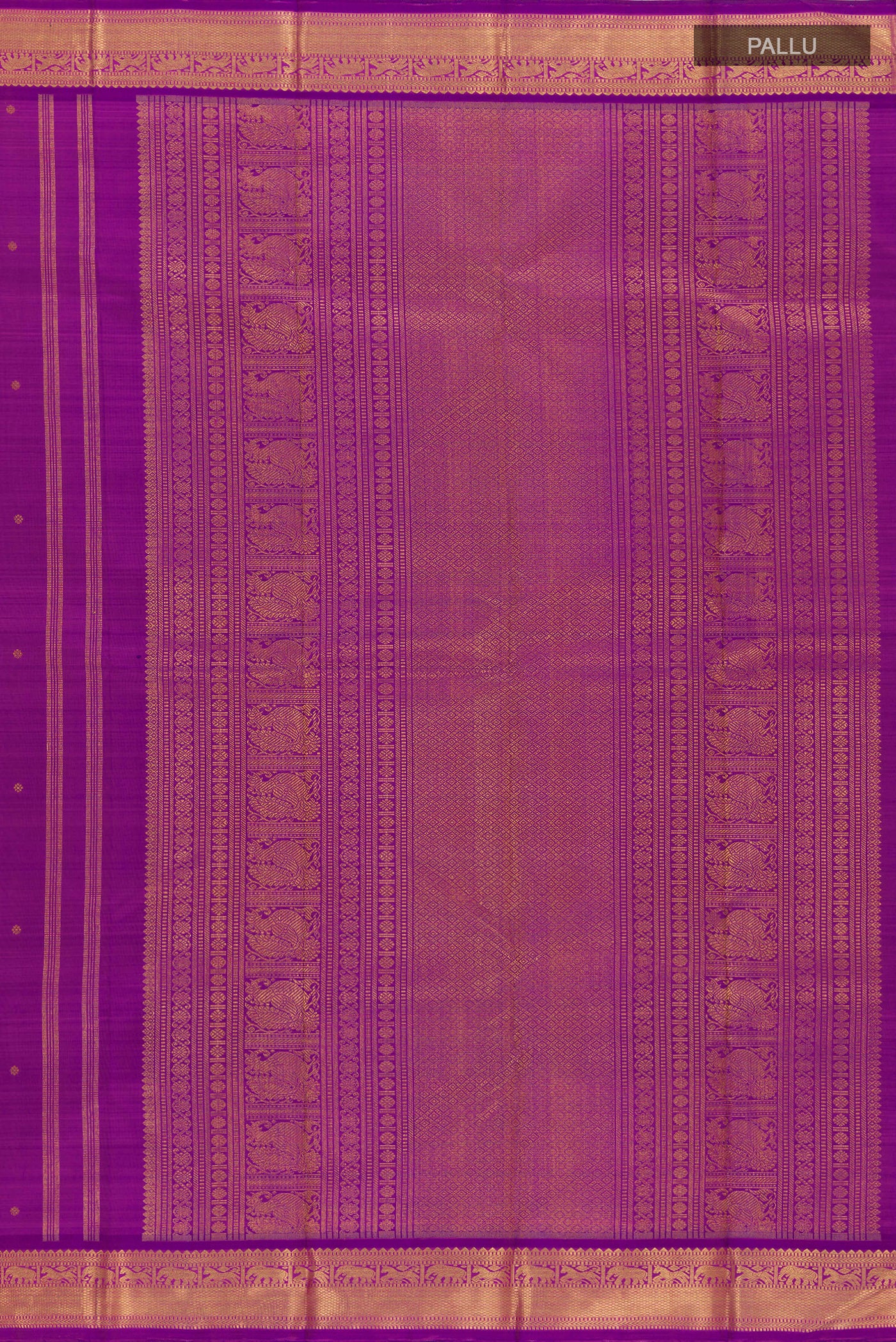 Pure Silk Pure Zari Purple Kanchipuram Saree - Image 4