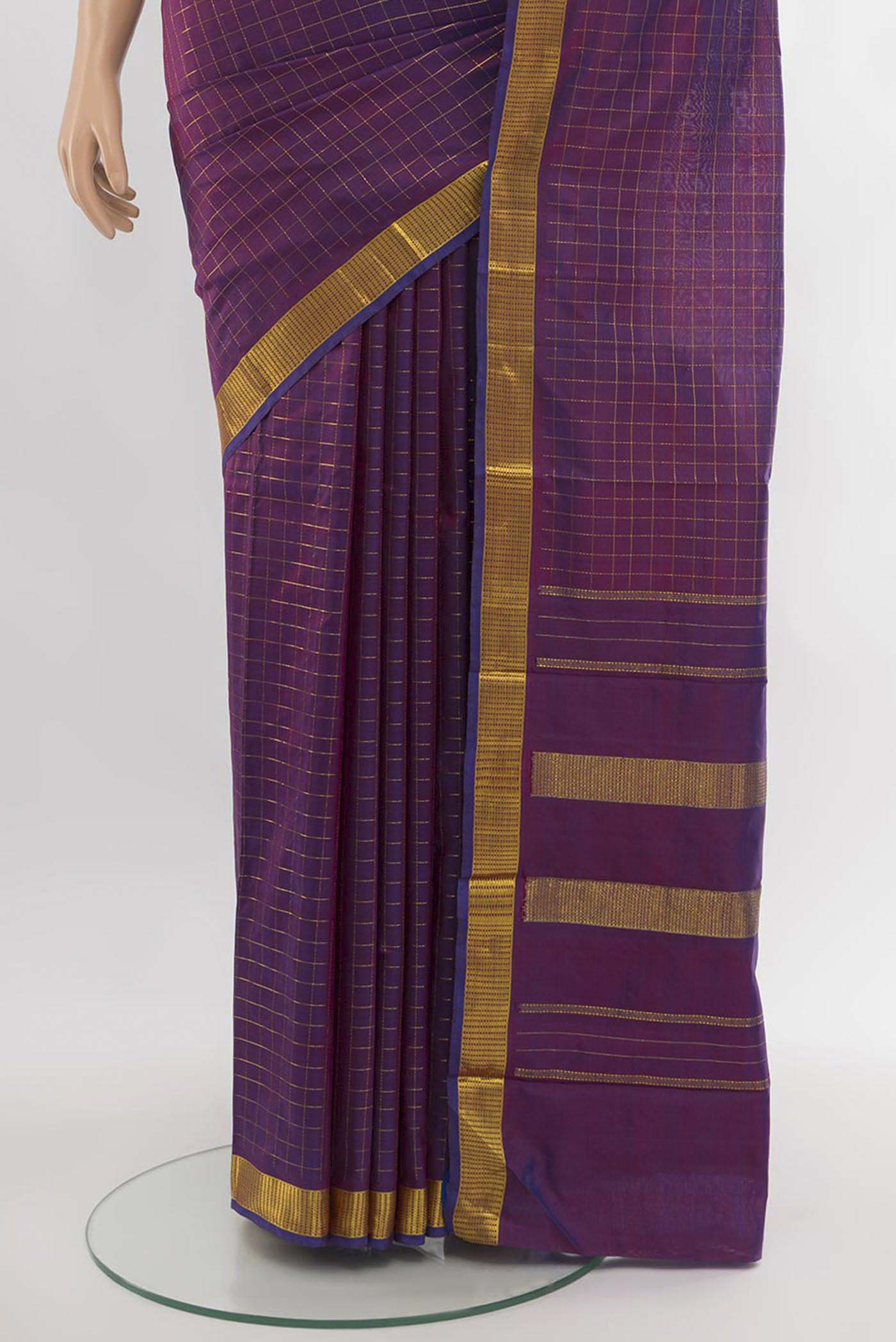 Purple Kanchipuram Silk Saree - Image 3