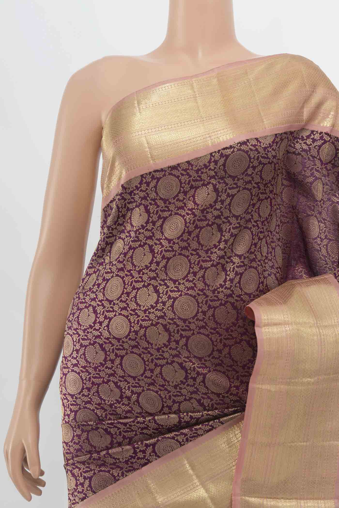 Purple Kanchipuram Silk Saree - Image 2