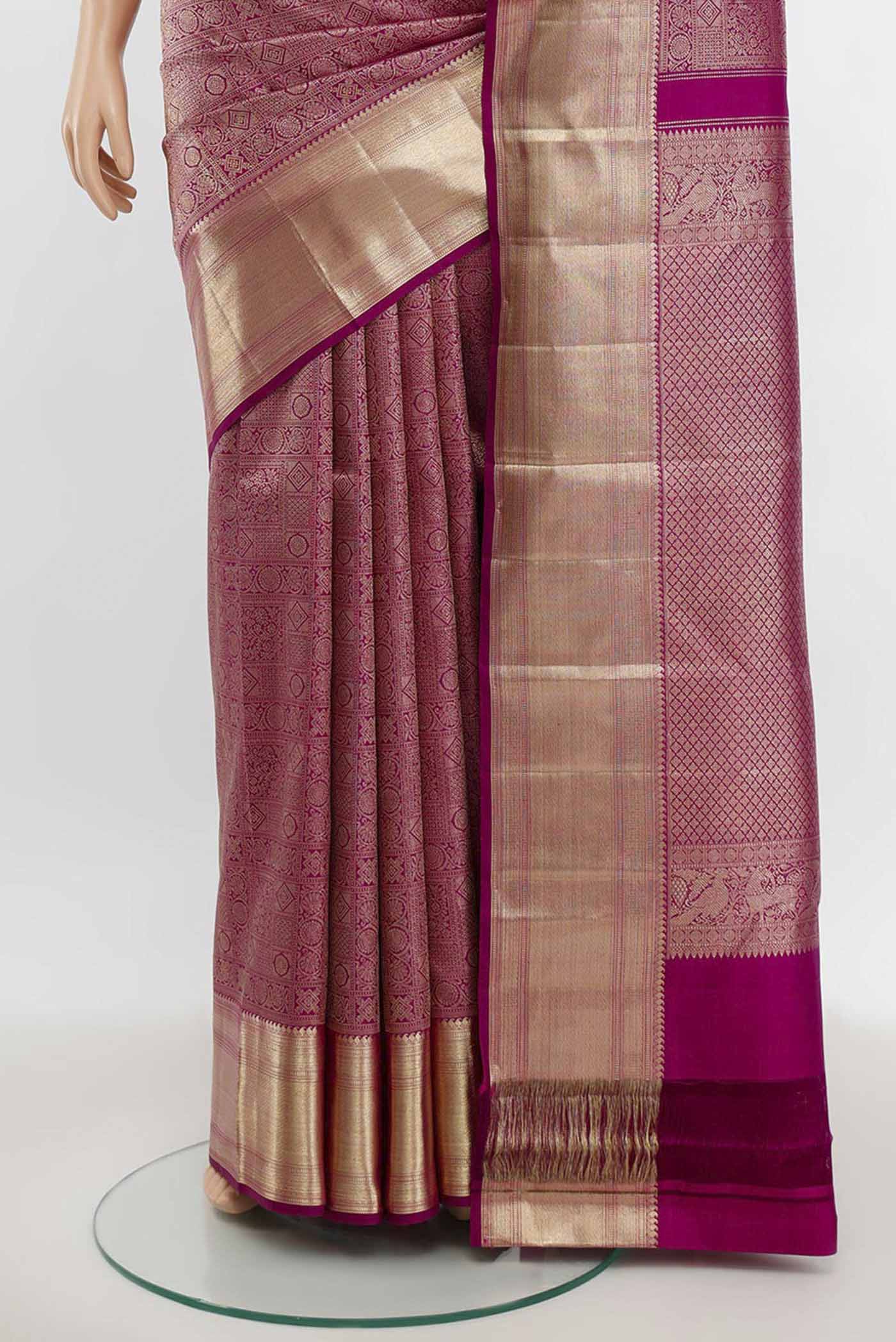 Magenta Kanchipuram Silk Saree - Image 3