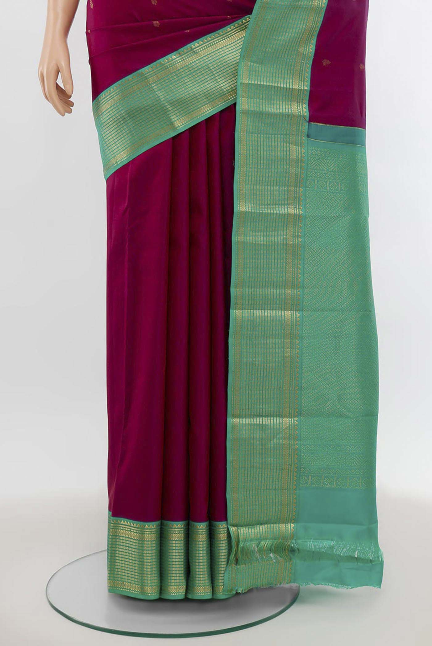 Magenta Kanchipuram Silk Saree - Image 3