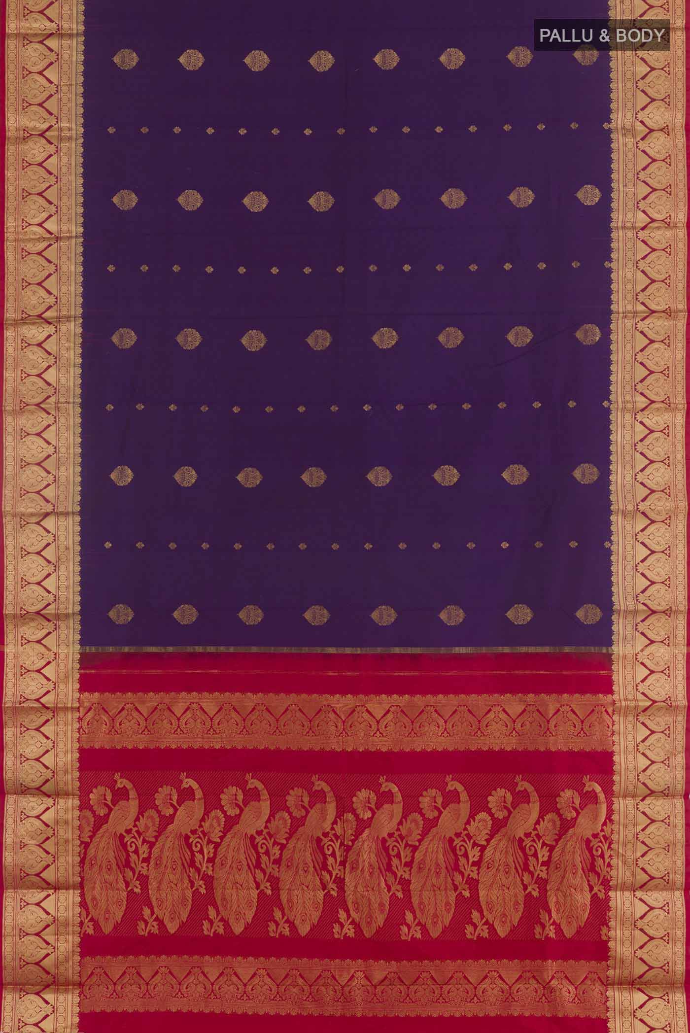 Purple Bangalore Silk Saree - Image 3
