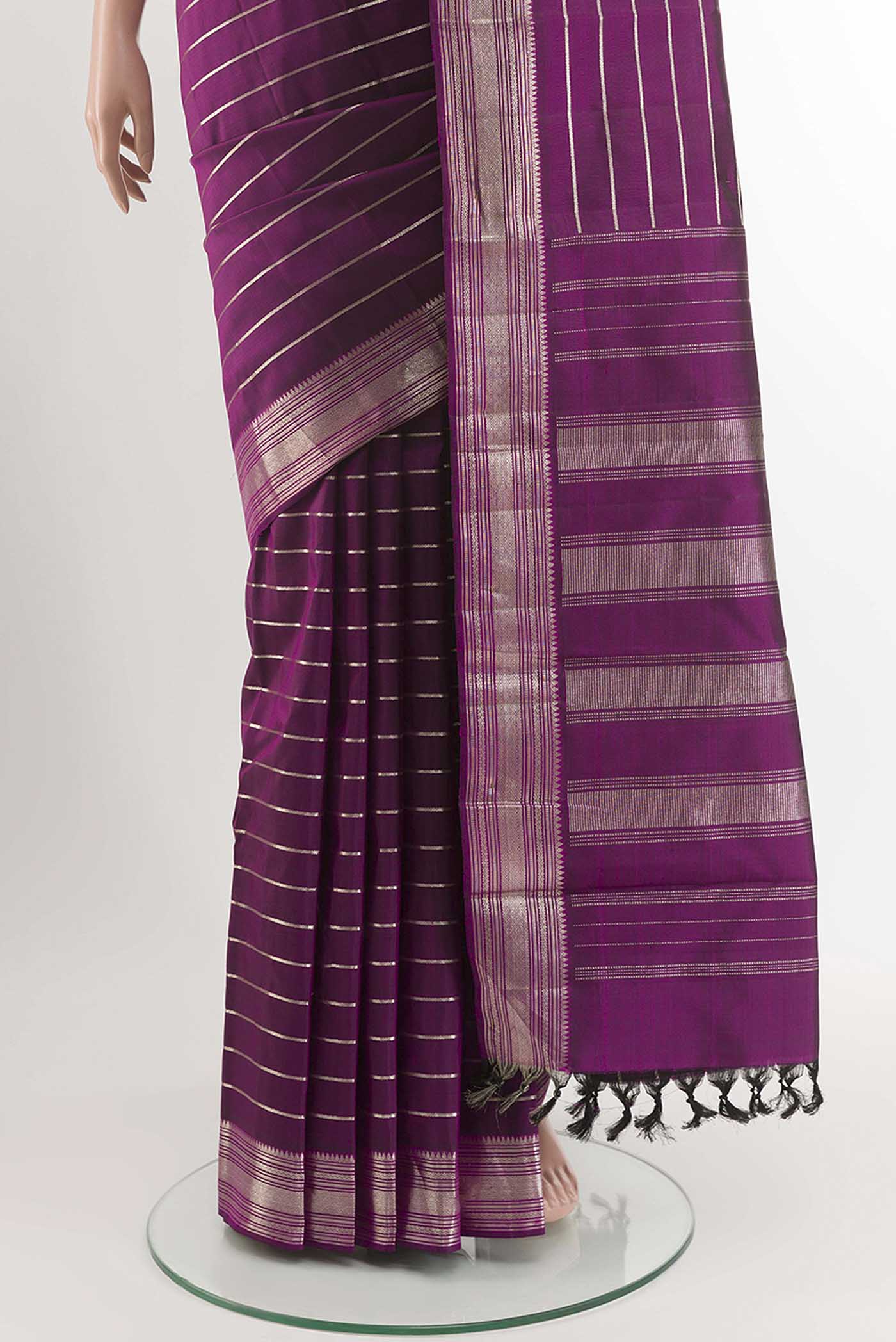 Purple Kanchipuram Silk Saree - Image 3