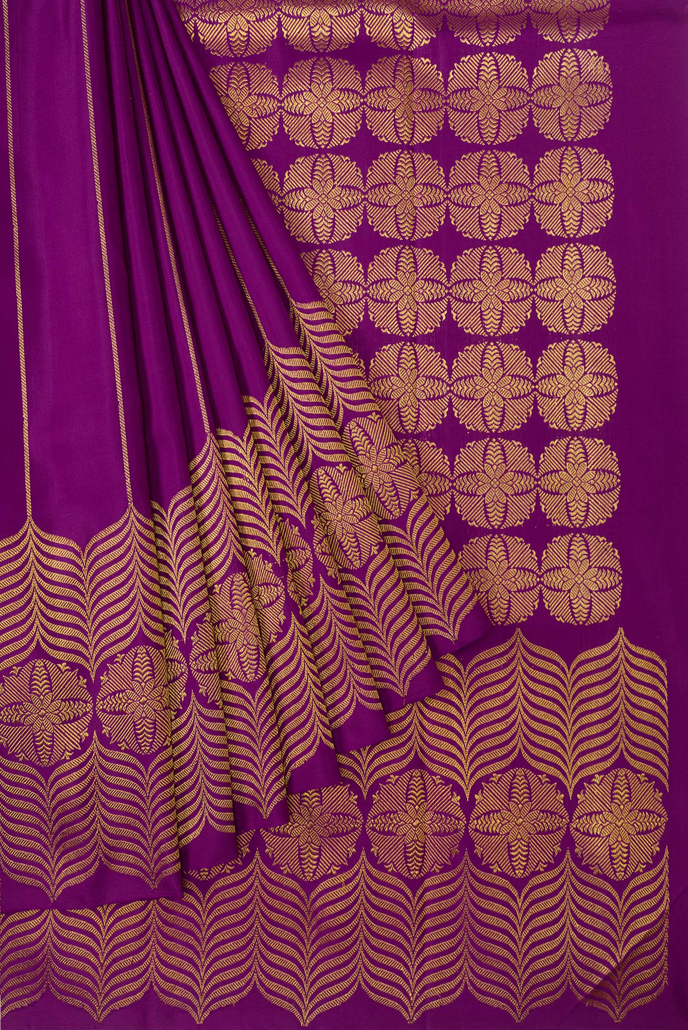 Tara-Purple Kanjivaram Silk Saree - Image 3
