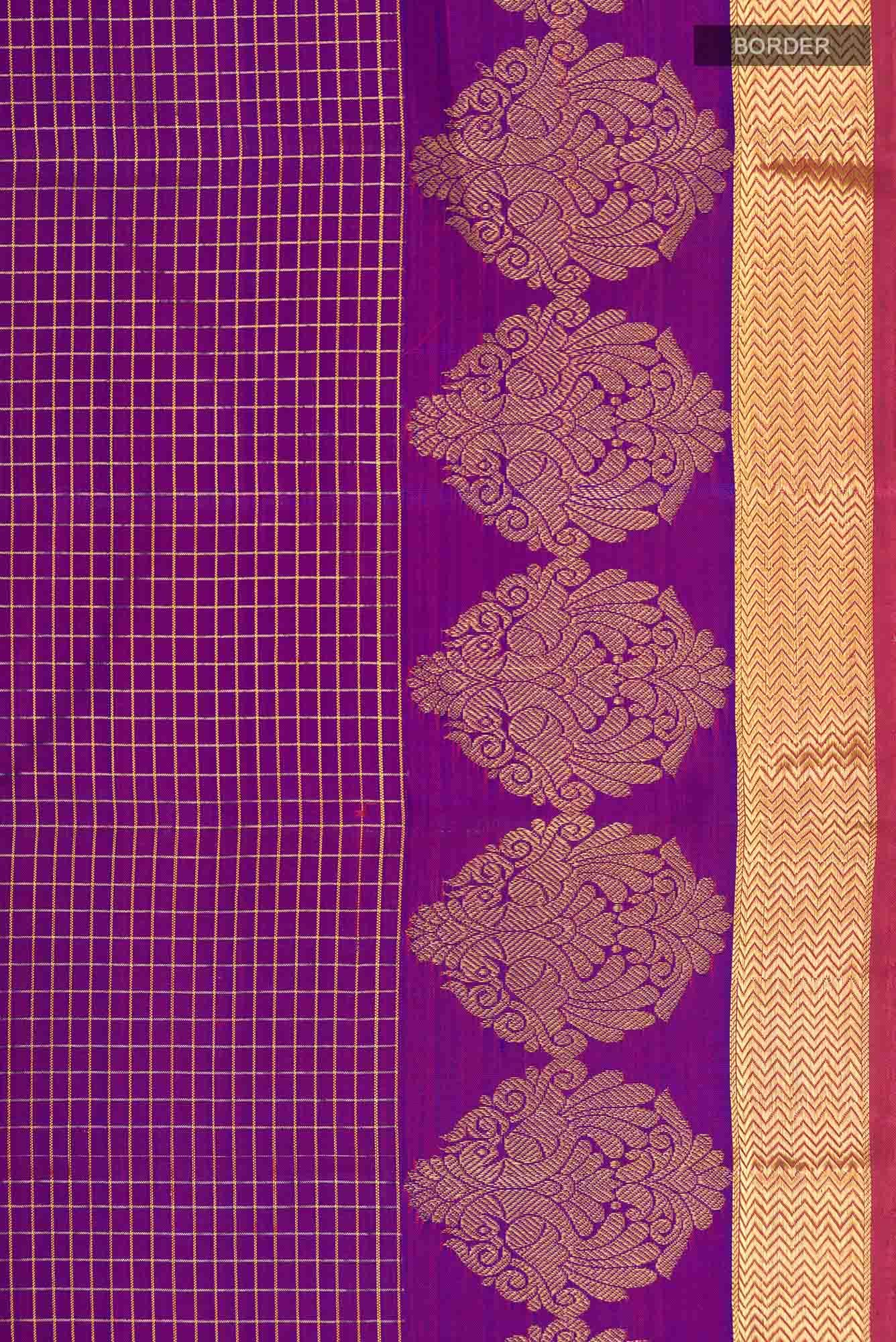Purple Kanjivaram Silk Saree - Image 6