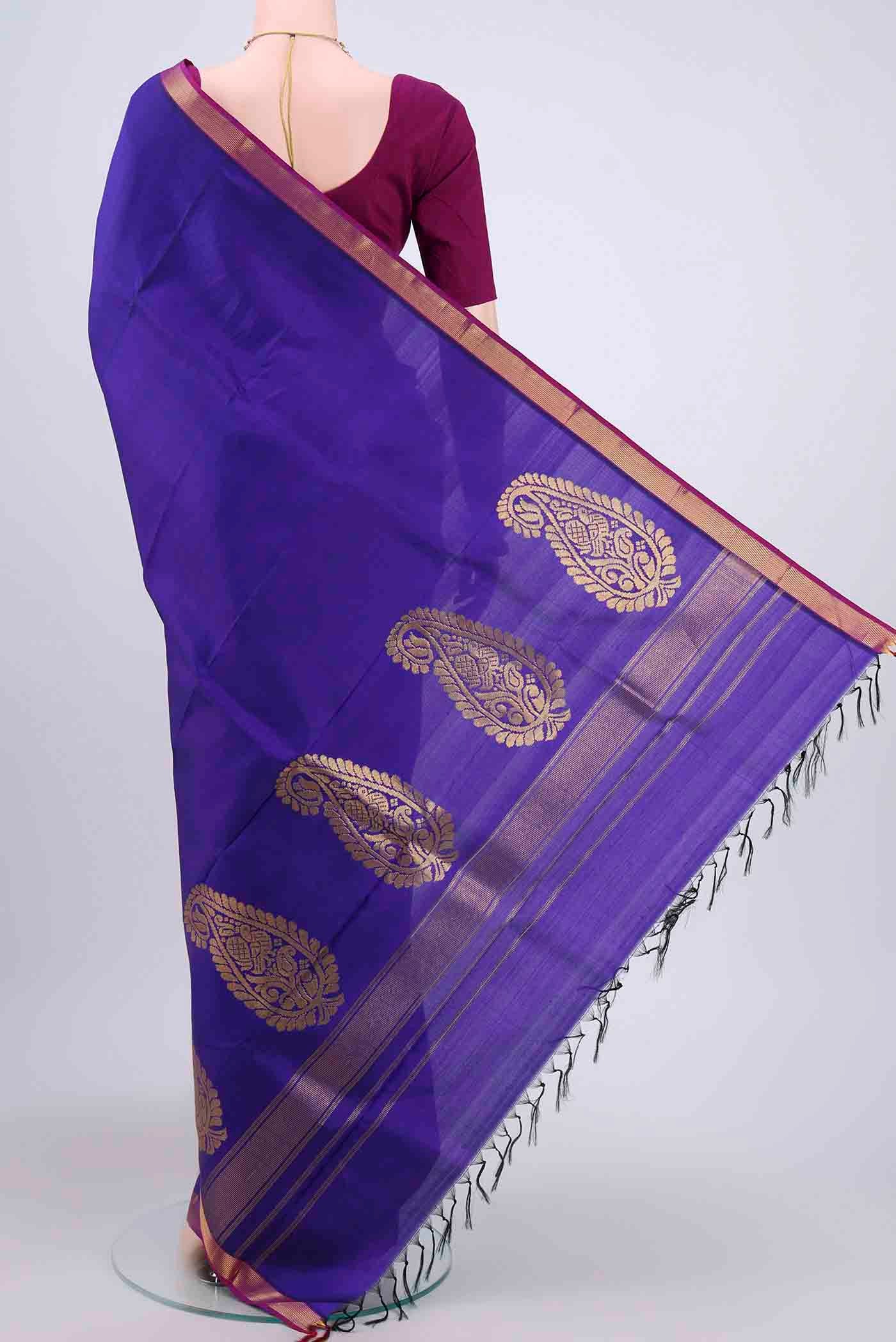 Royal Blue Kanjivaram Silk Saree - Image 3