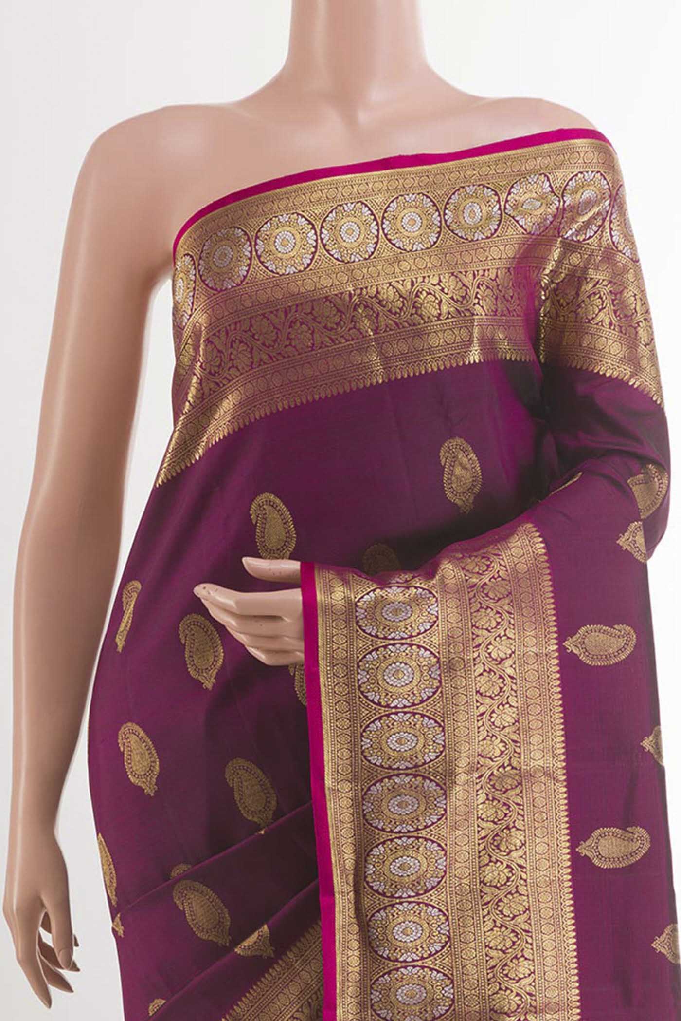 Purple Kanjivaram Silk Saree - Image 2