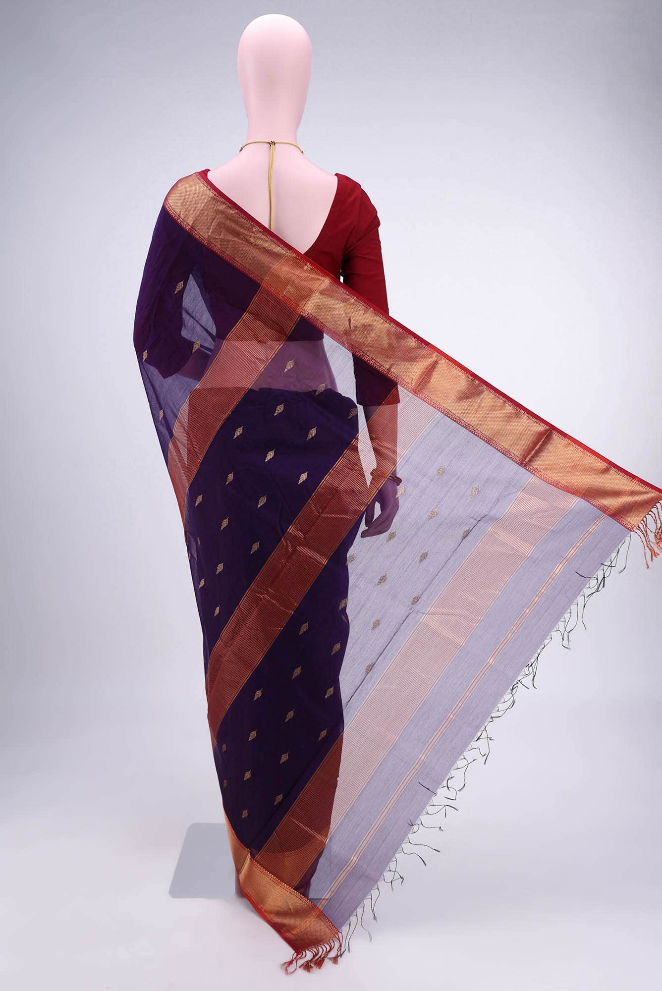 Purple Khadi Cotton Saree - Image 2
