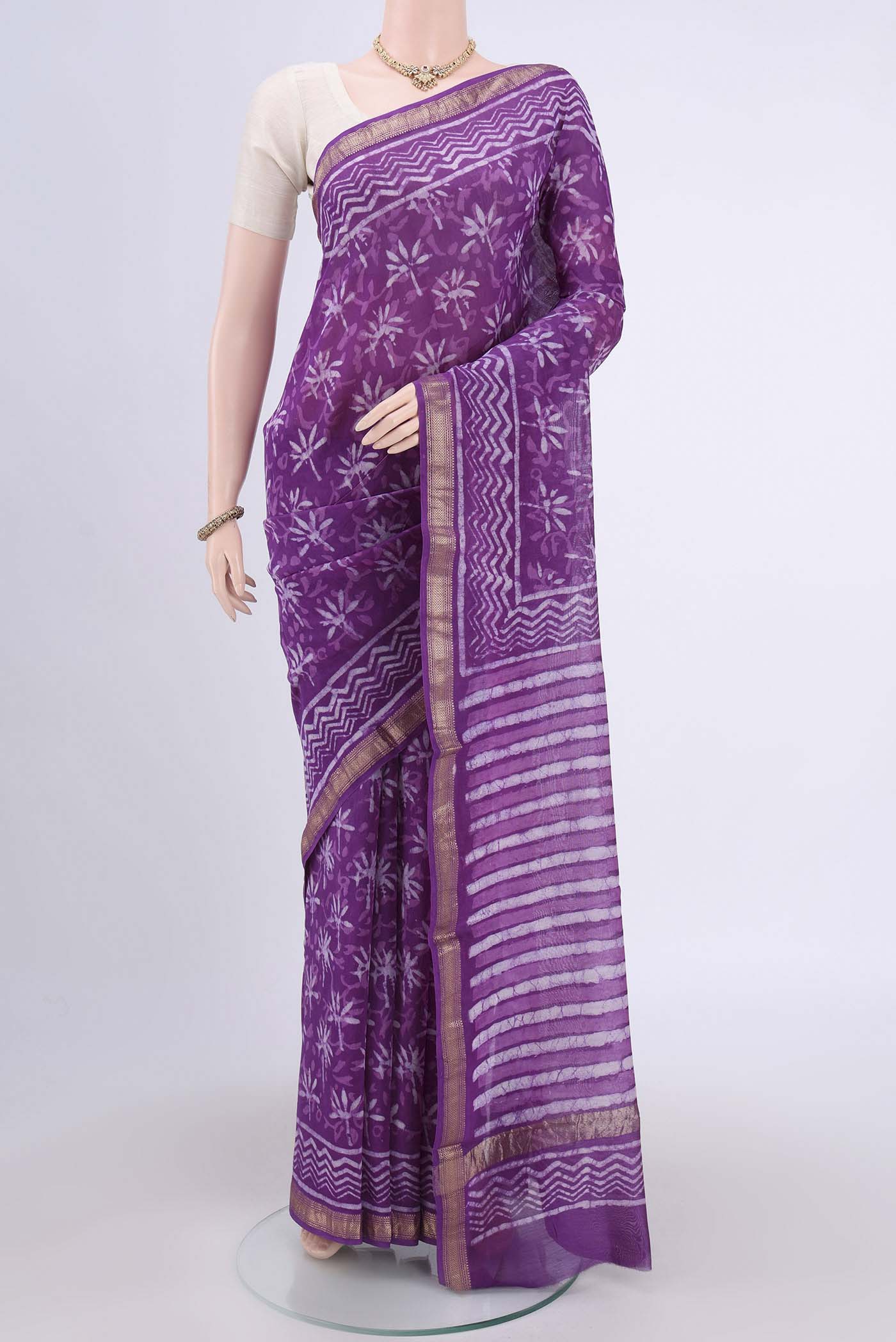 Violet Maheshwari Silk Cotton Saree