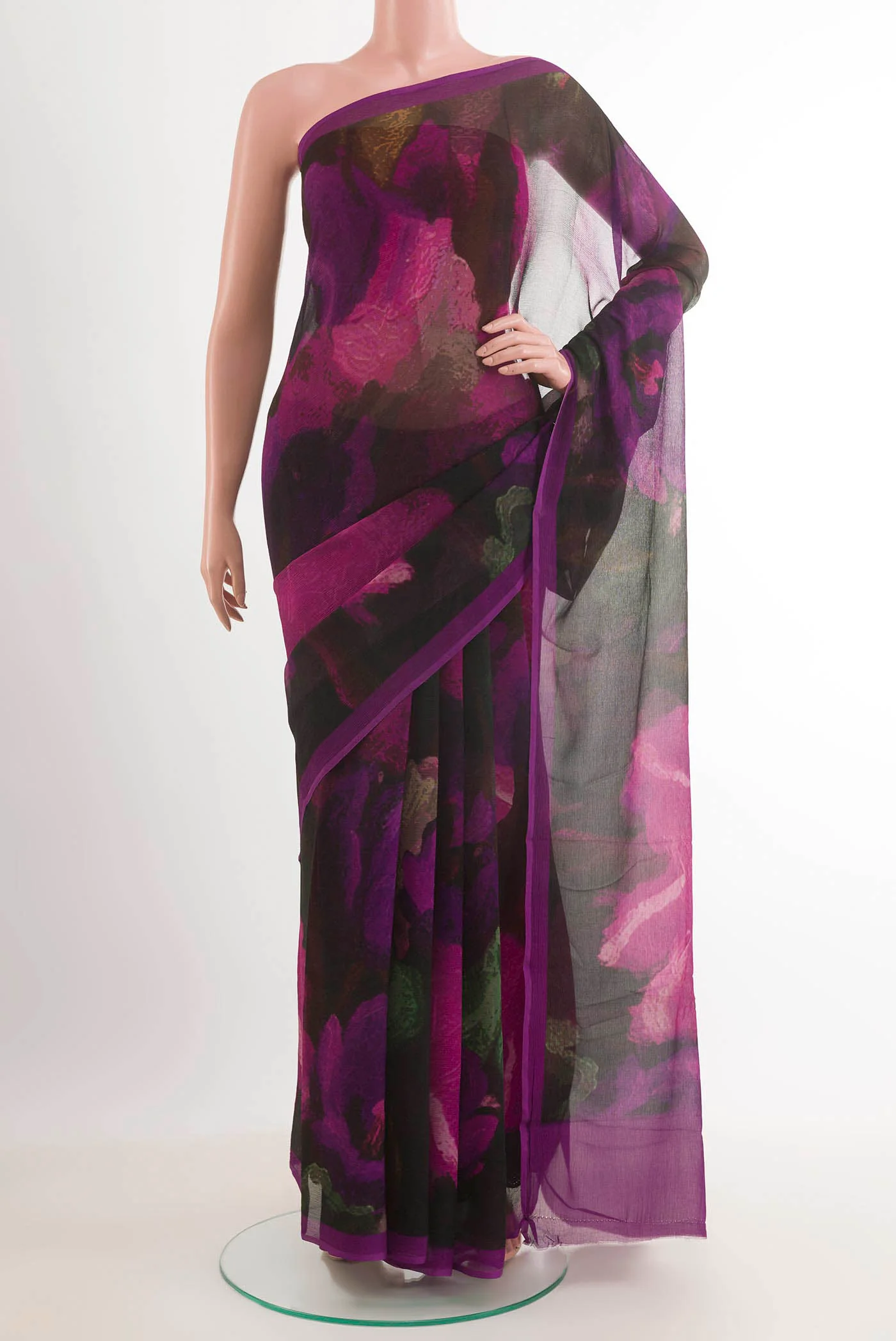 Purple Mysore Chiffon Saree