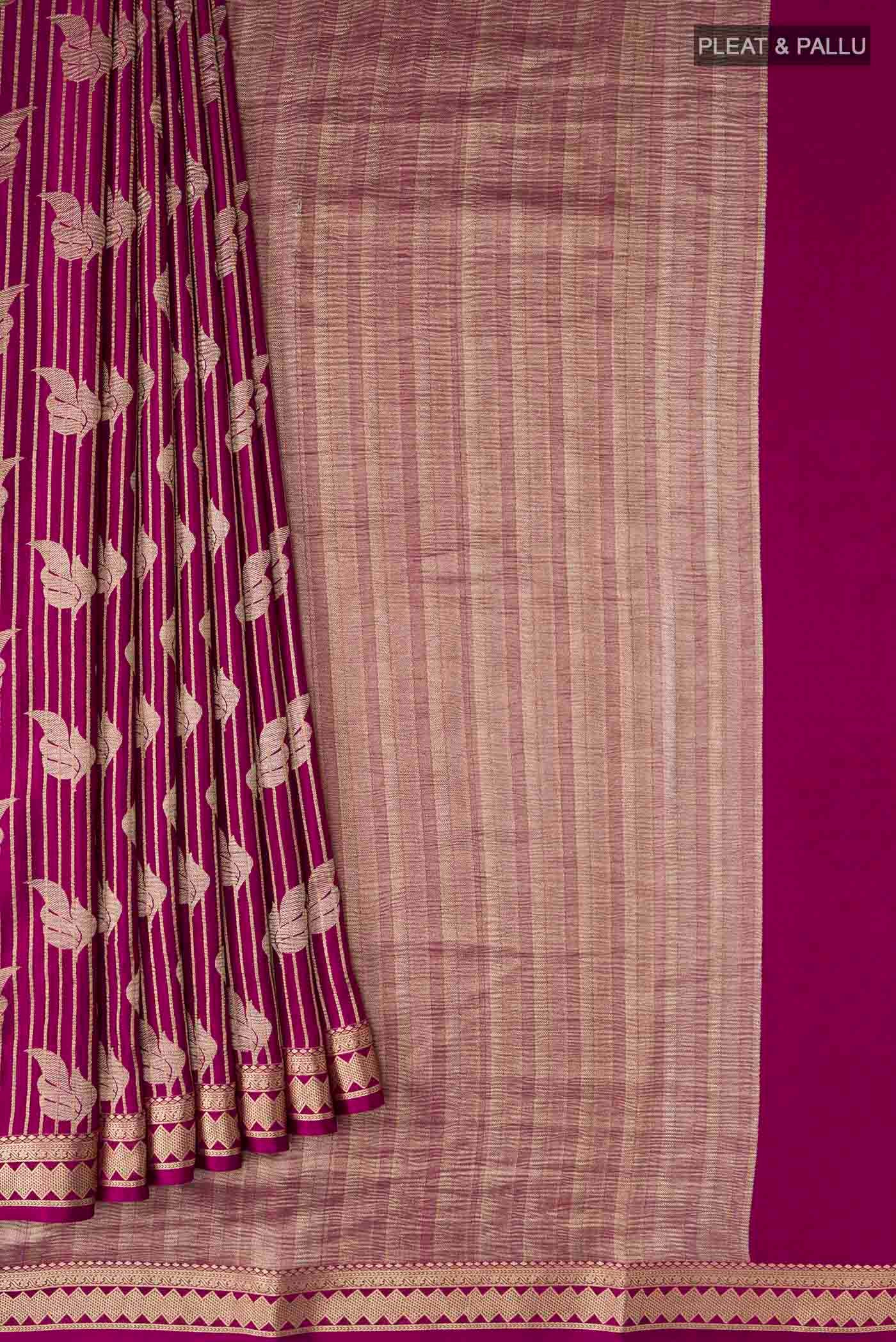 Purple Mysore Crepe Saree - Image 4