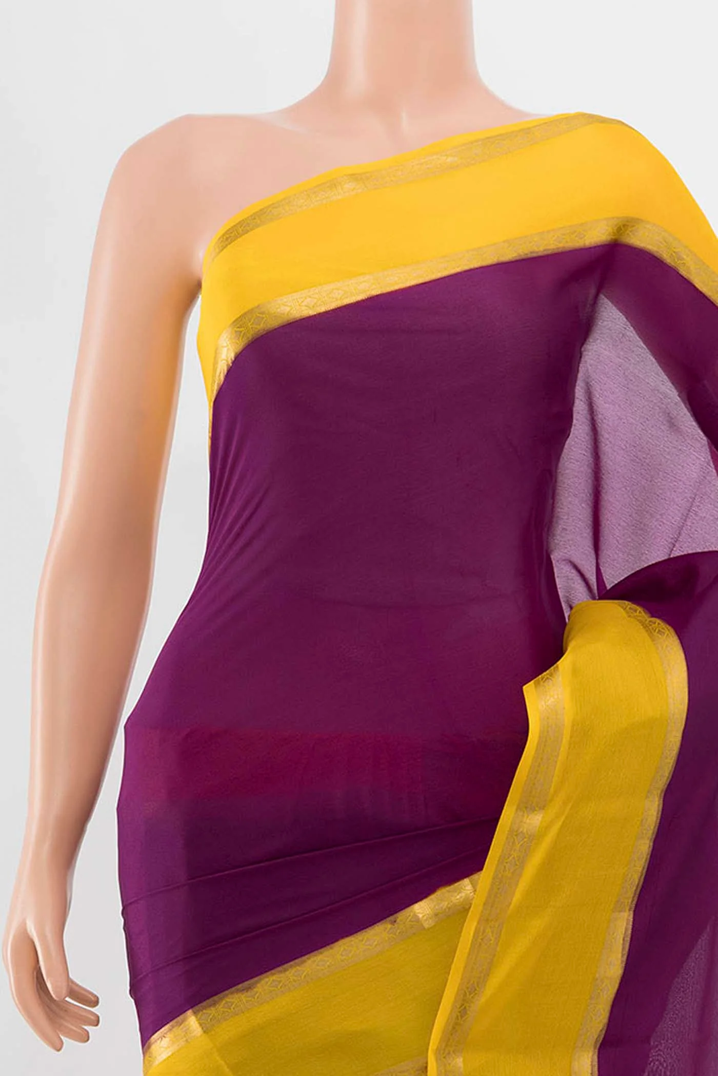 Purple Mysore Crepe Saree - Image 2