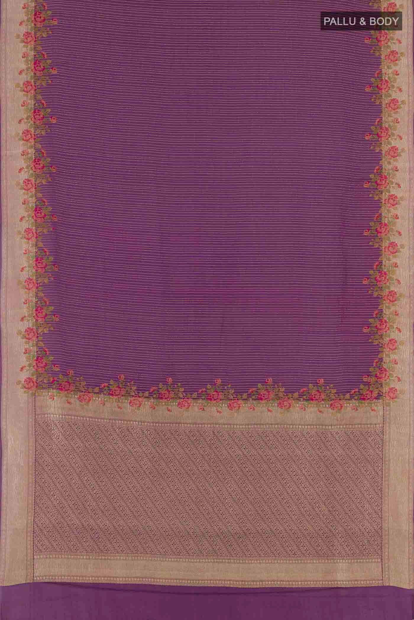 Purple Mysore Crepe Saree - Image 3