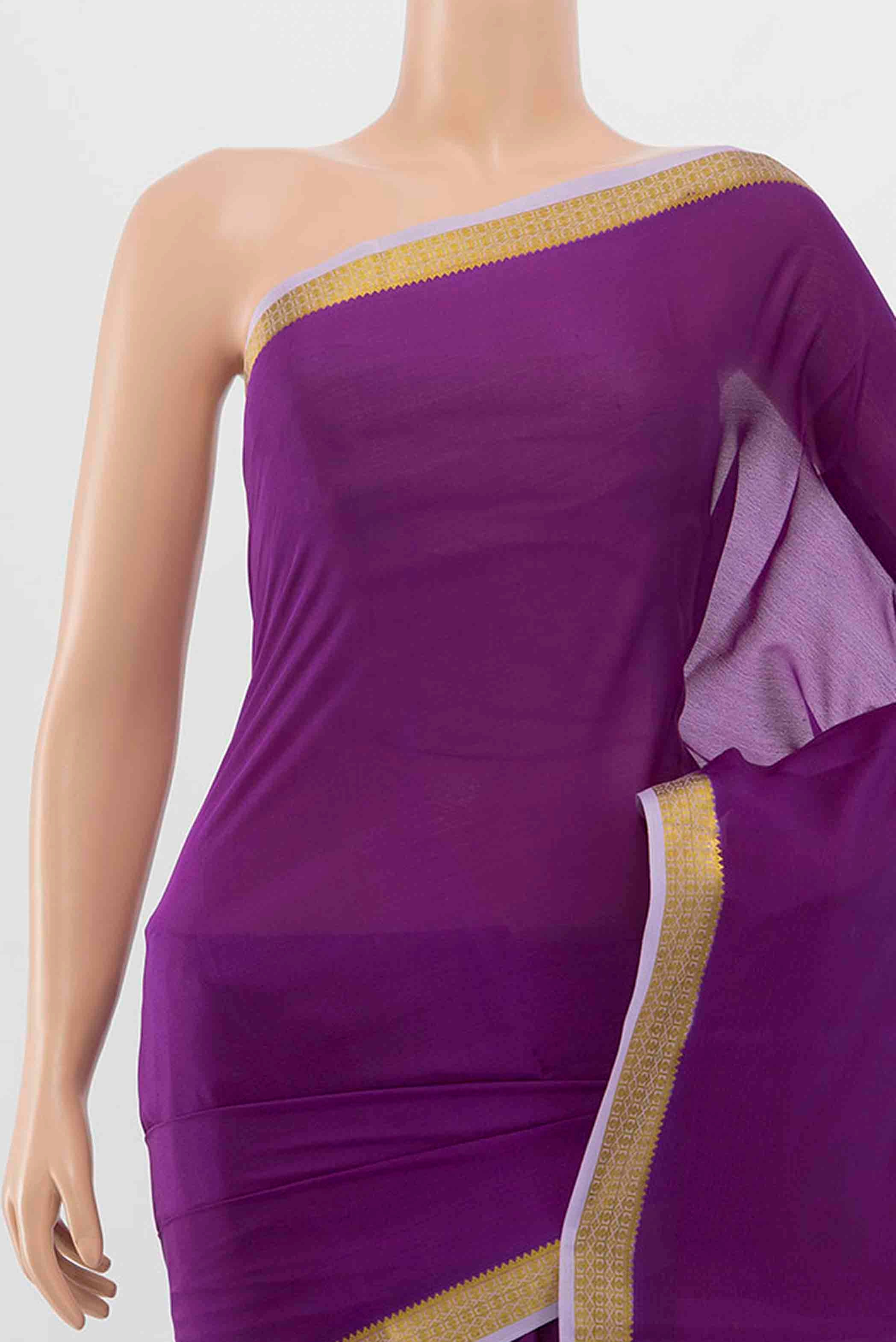 Violet Mysore Crepe Saree - Image 2