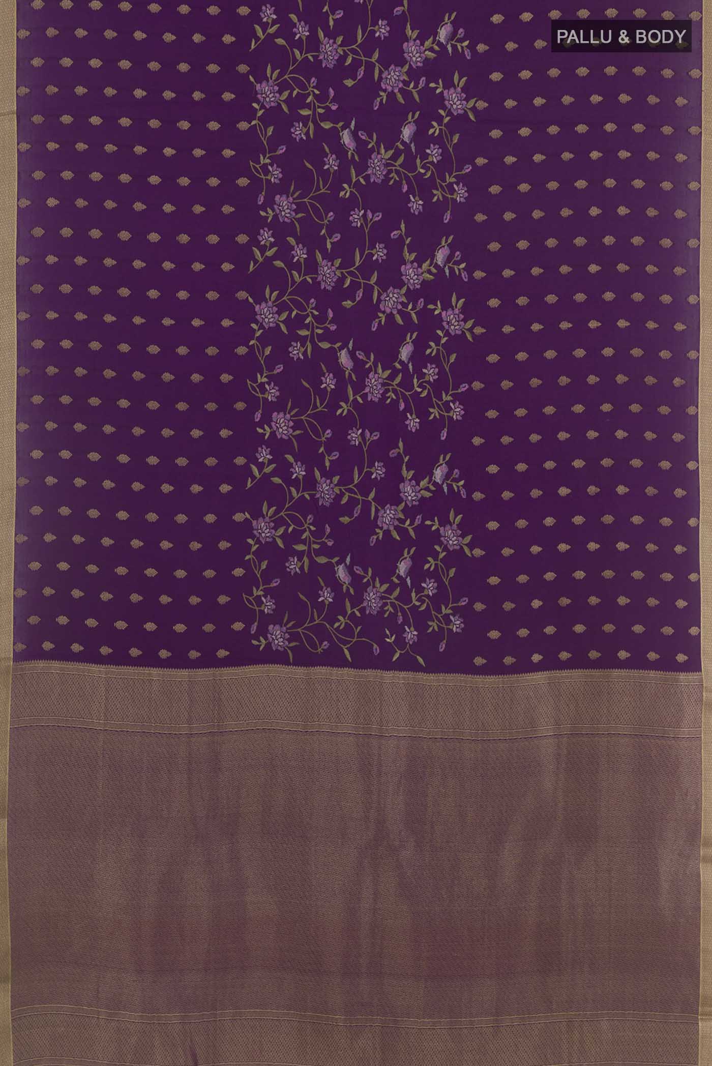 Violet Mysore Crepe Saree - Image 3