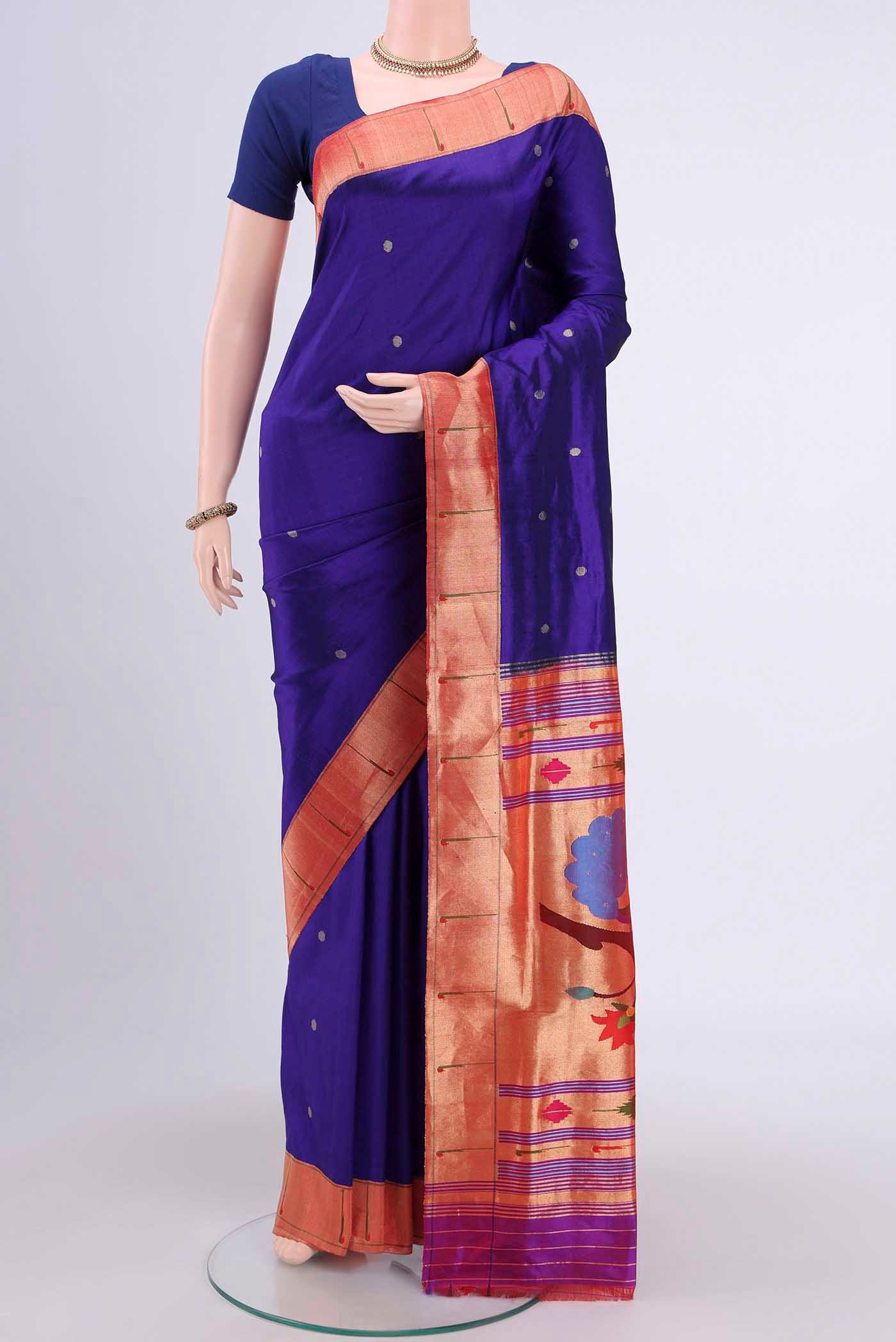 Dark Blue Paithani Silk Saree