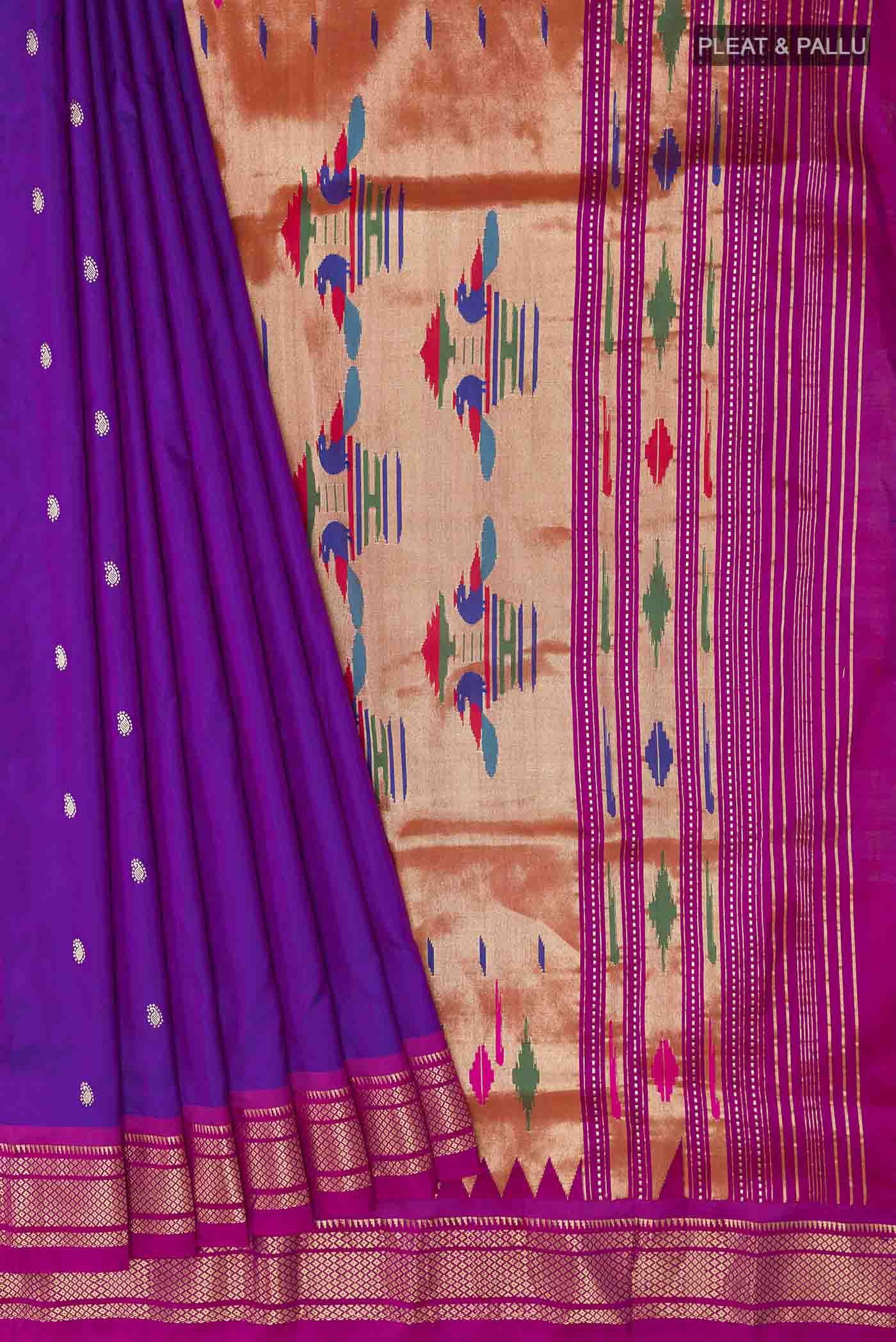 Violet Paithani Silk Saree - Image 4
