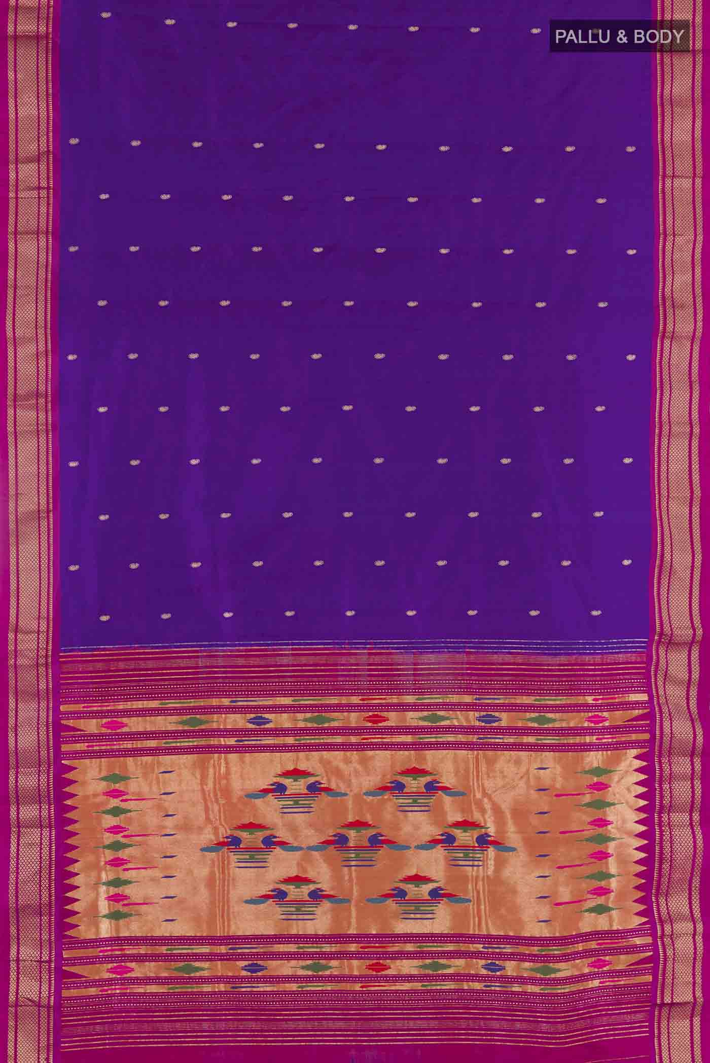 Violet Paithani Silk Saree - Image 6
