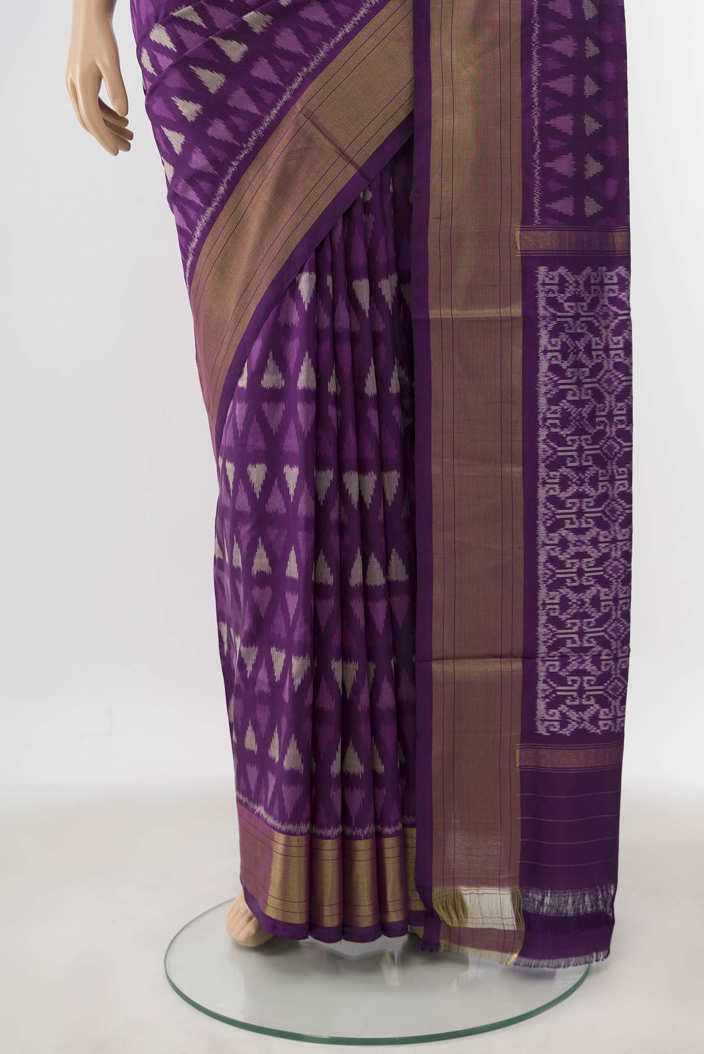Violet Pochampally Silk Saree - Image 3