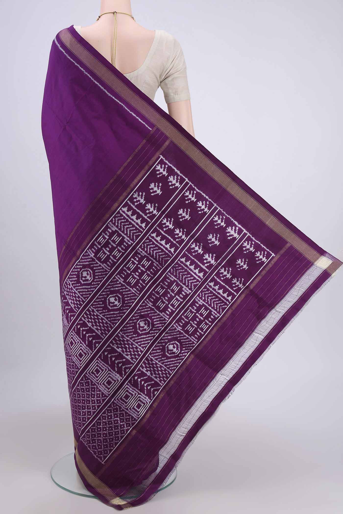 Purple Pochampally Silk Saree - Image 3