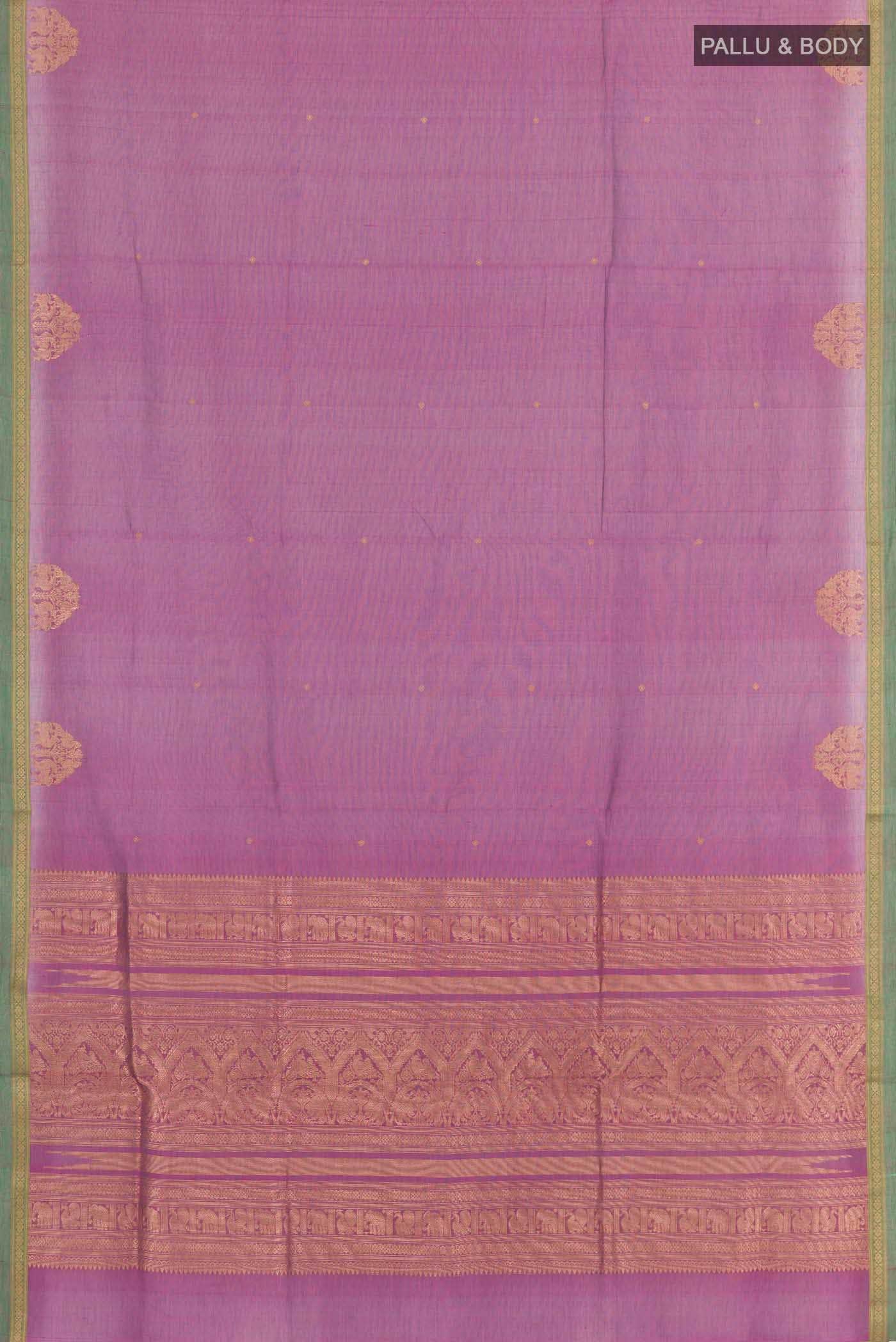 Purple Poly Cotton Saree - Image 3