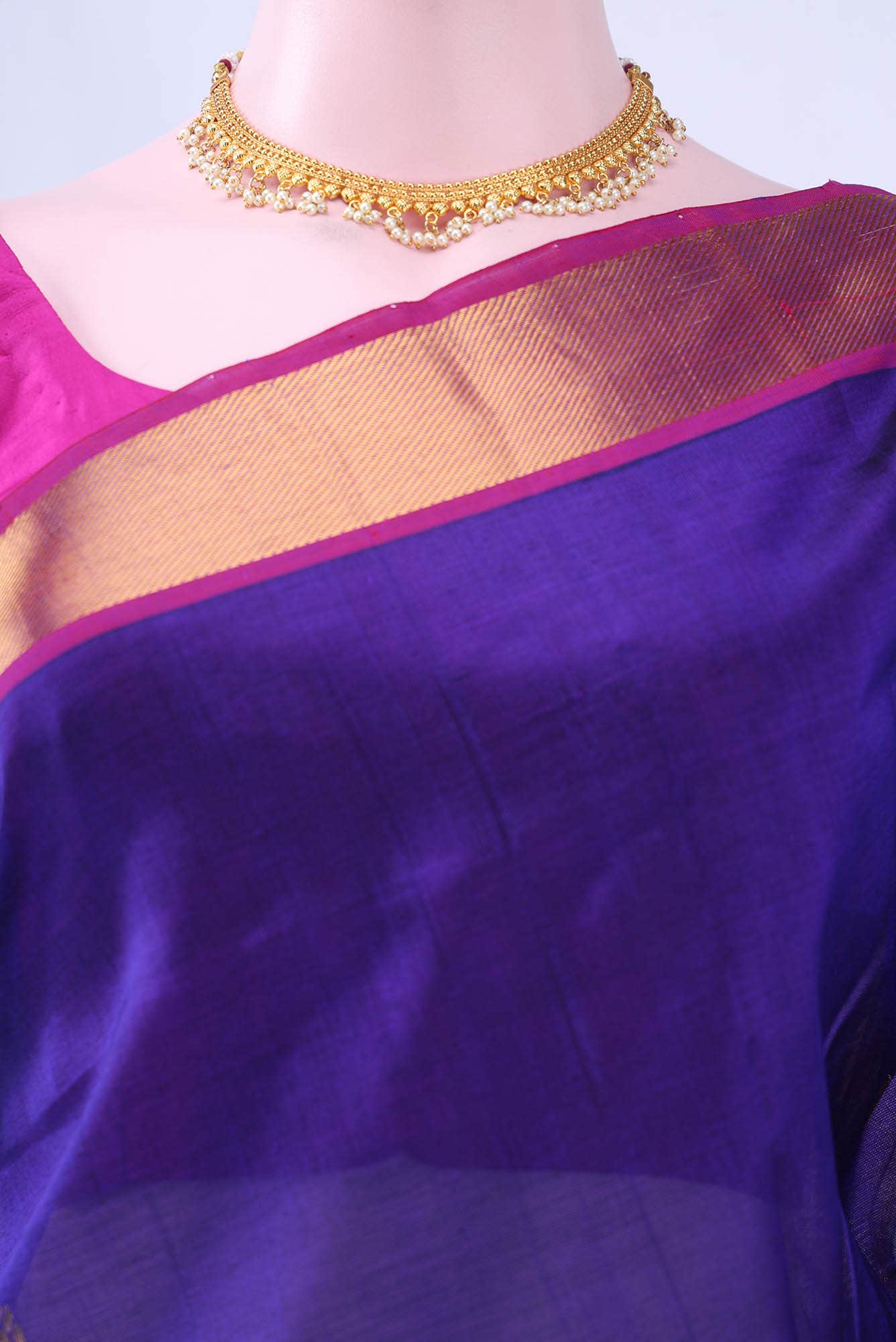 Purple Silk Cotton Saree - Image 2