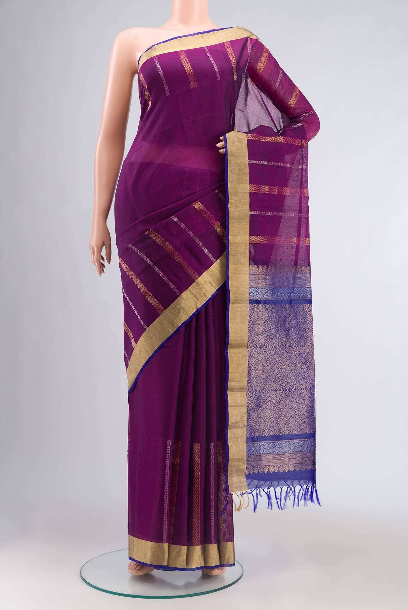 Purple Silk Cotton Saree