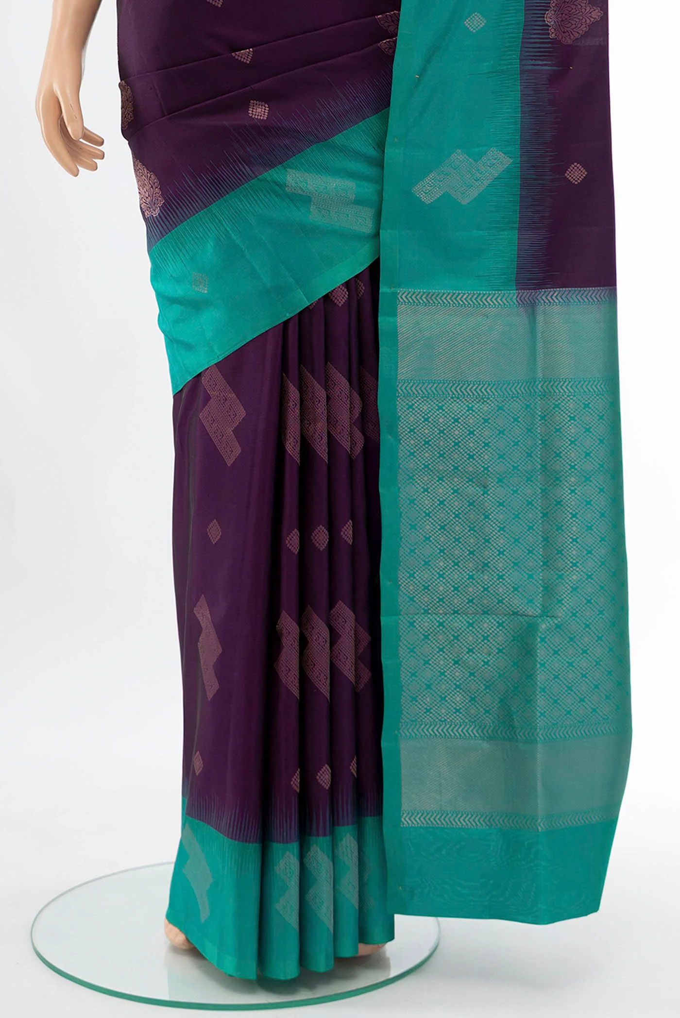 Navy Blue Soft Silk Saree - Image 3