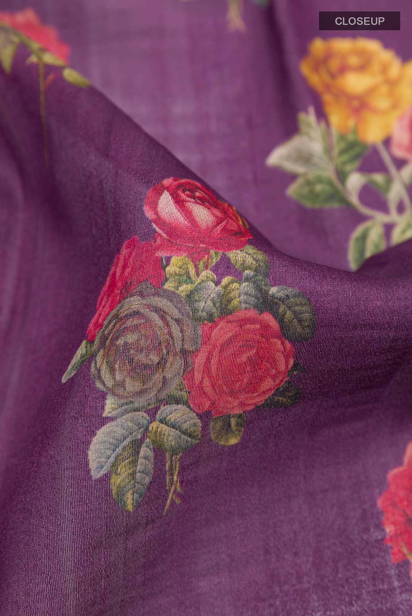 Purple Tussar Saree - Image 3