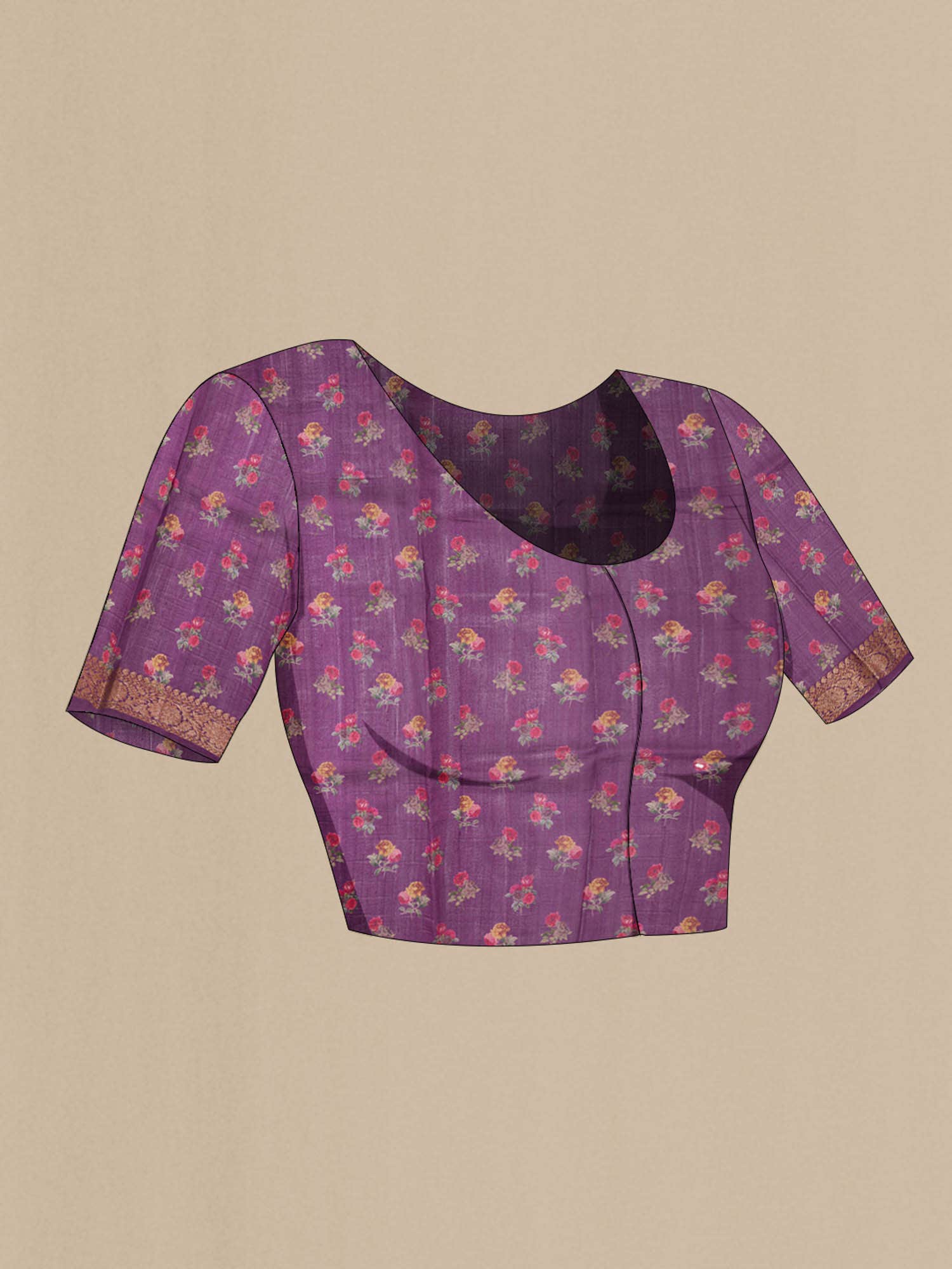 Purple Tussar Saree - Image 6