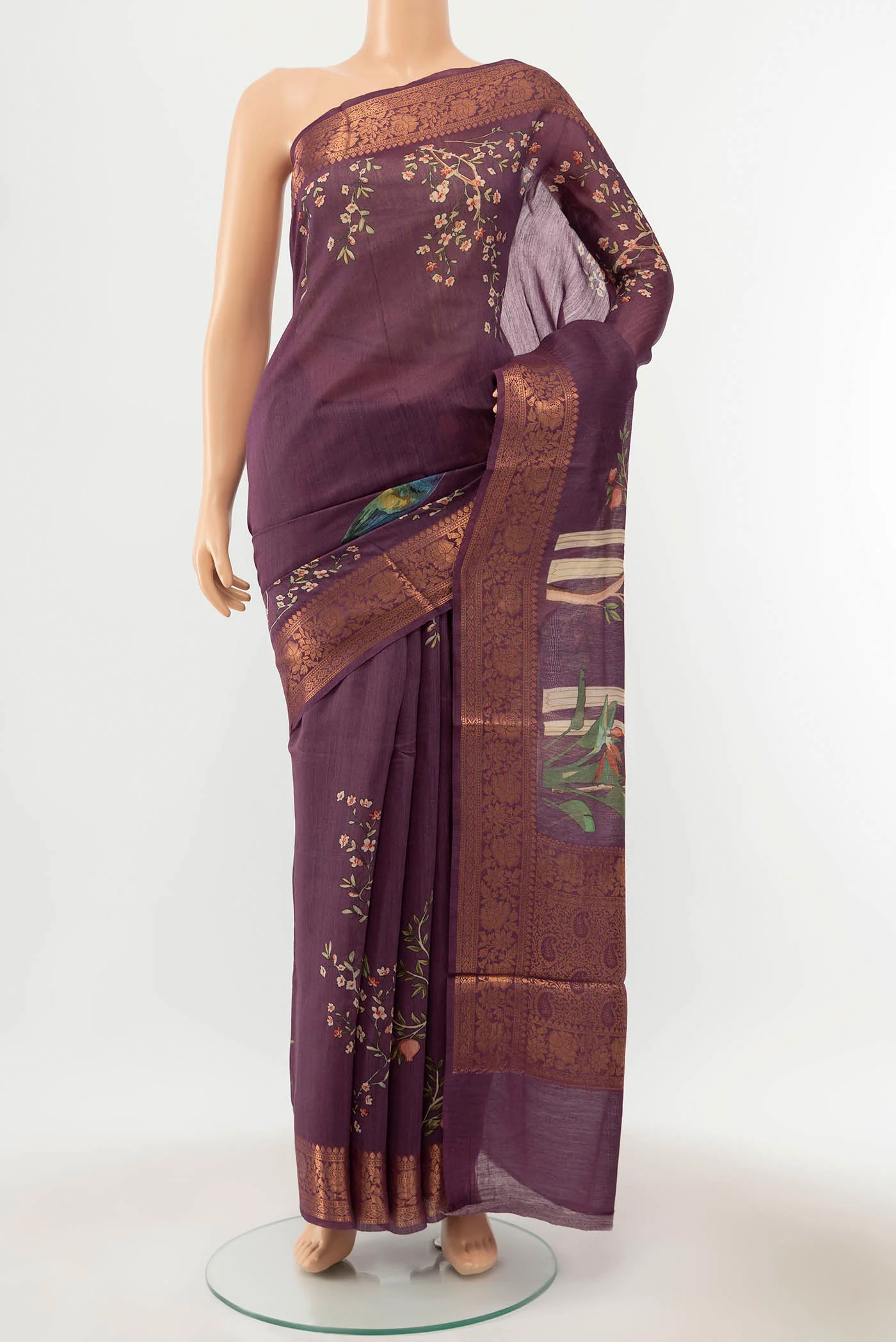 Purple Tussar Silk Saree