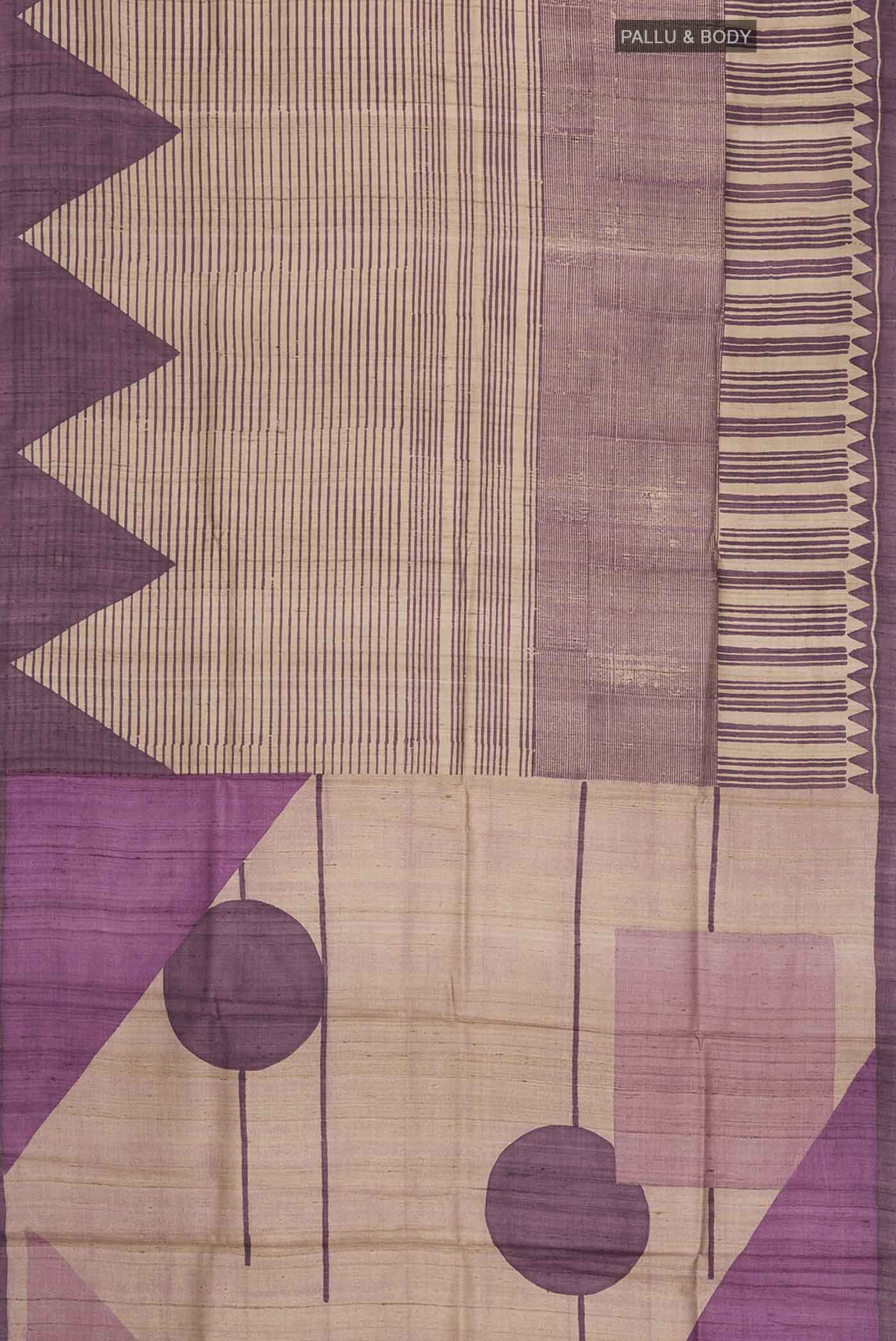 Purple Tussar Silk Saree - Image 5