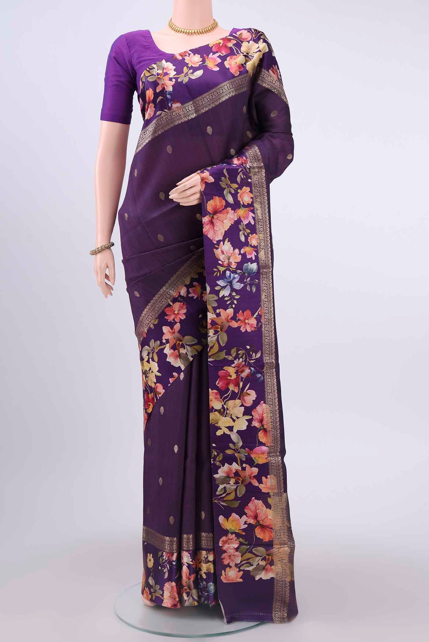 Purple Tussar Silk Saree