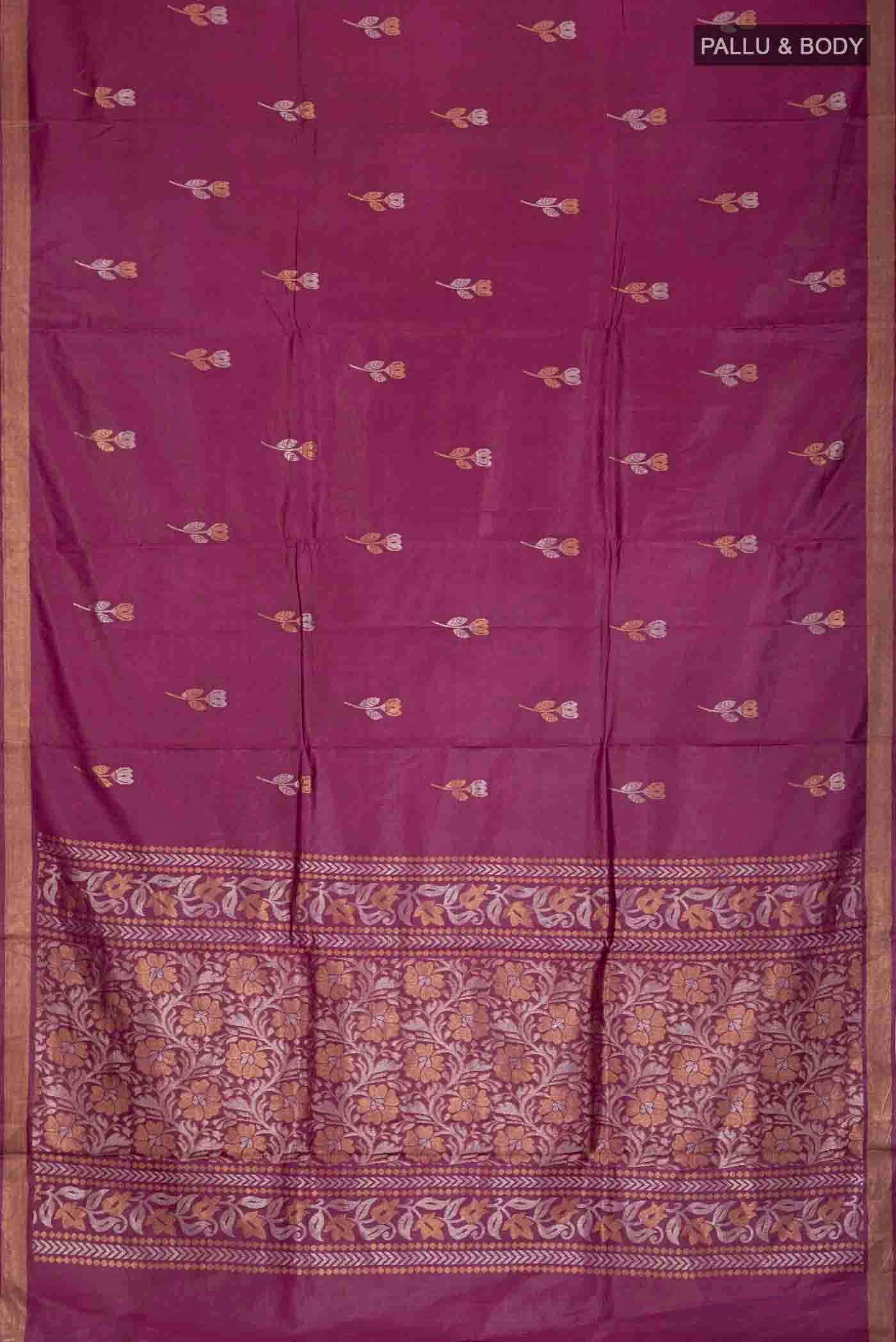 Purple Tussar Silk Saree - Image 5