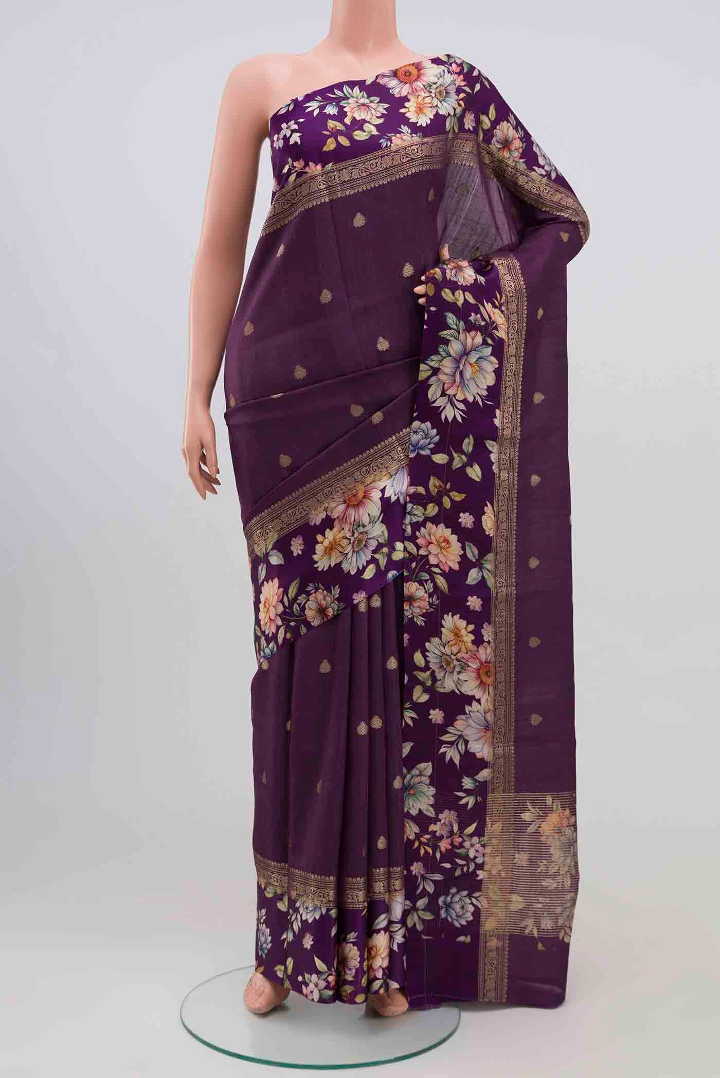 Purple Tussar Silk Saree