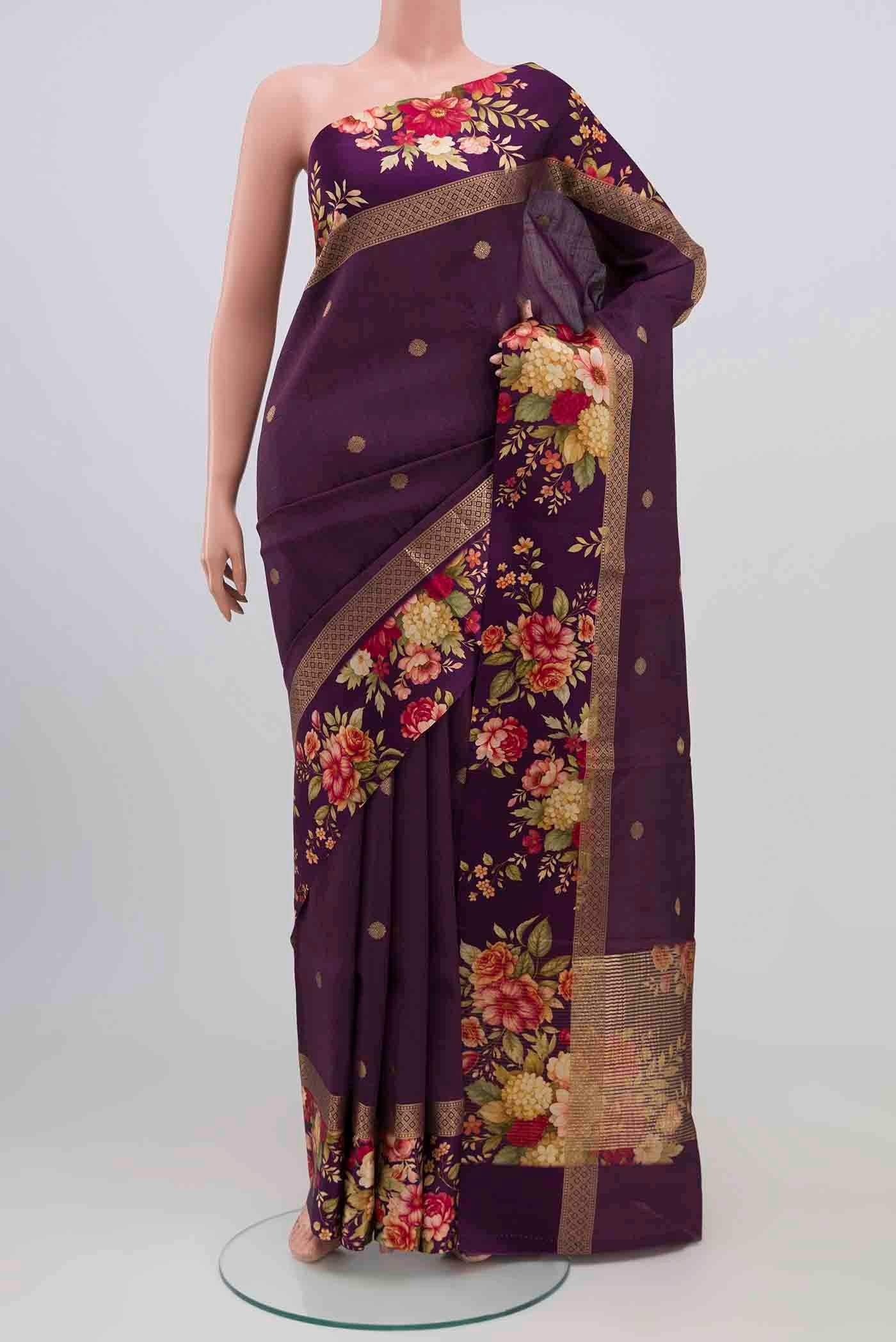 Purple Tussar Silk Saree