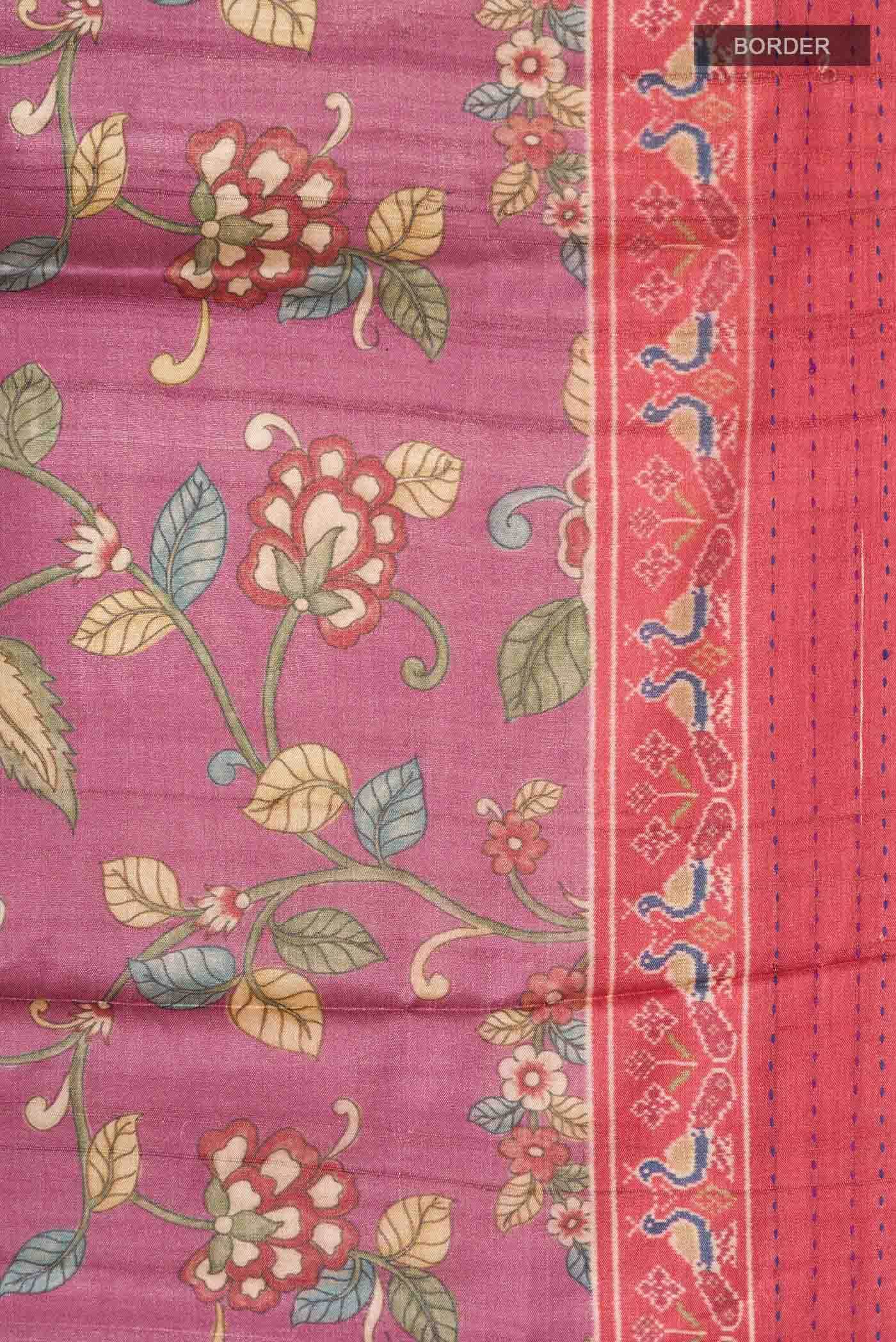 Purple Tussar Silk Saree - Image 4