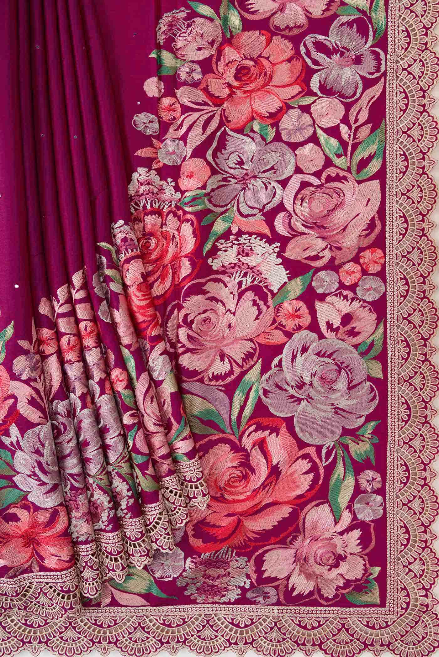 Purple Tussar Silk Saree - Image 2