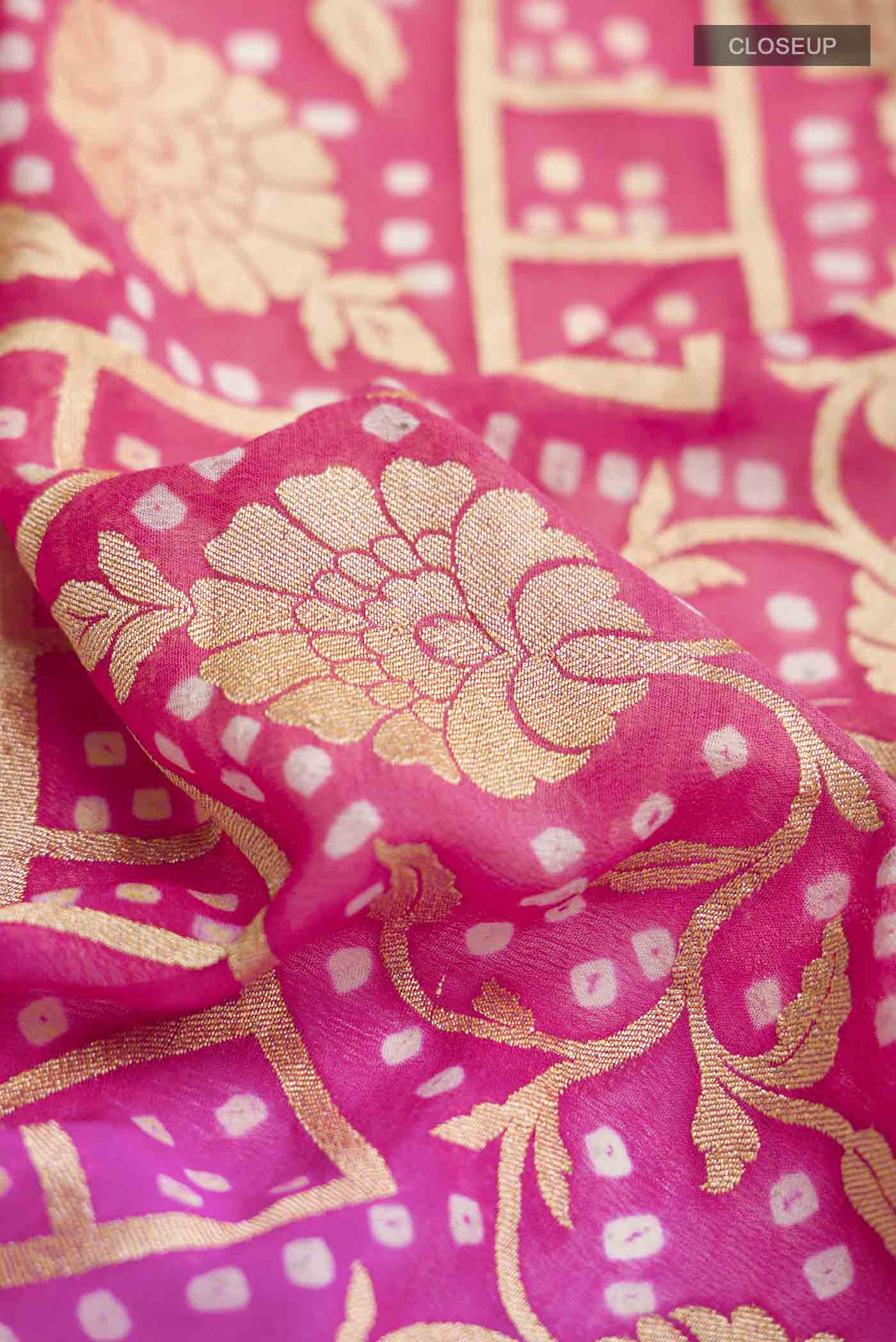 Rani Pink Banarasi Georgette Saree - Image 2