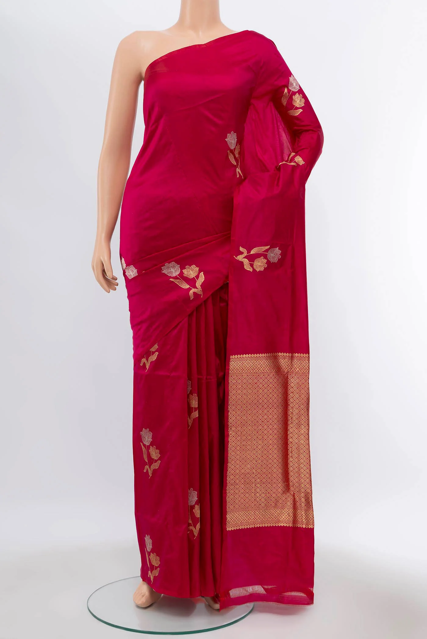 Rani Pink Banarasi Katan Silk Saree