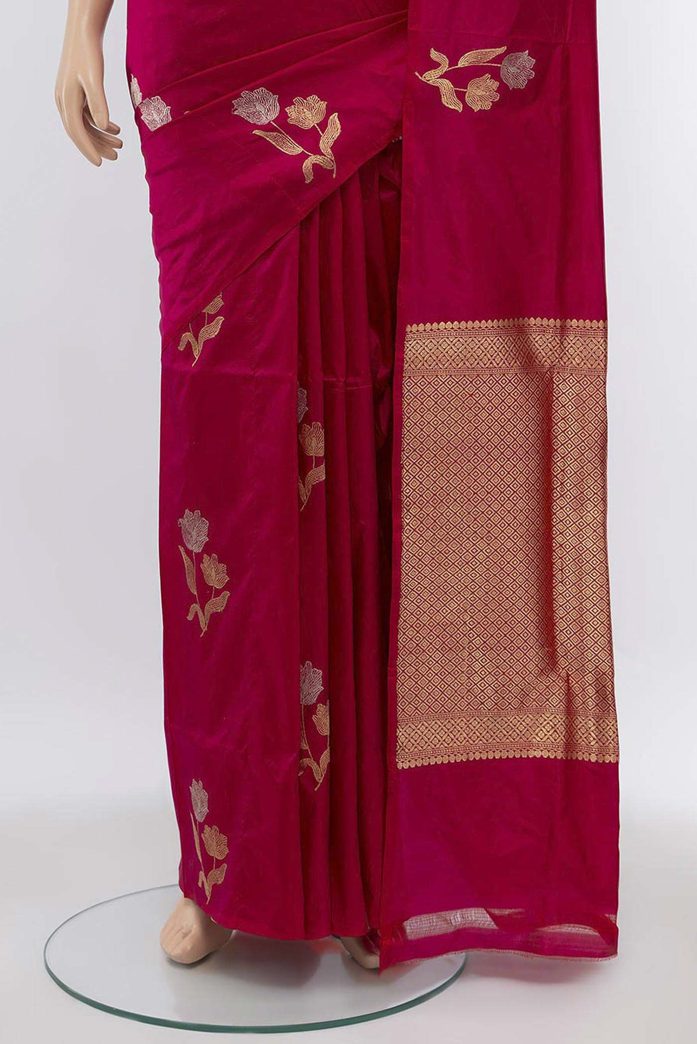 Rani Pink Banarasi Katan Silk Saree - Image 3