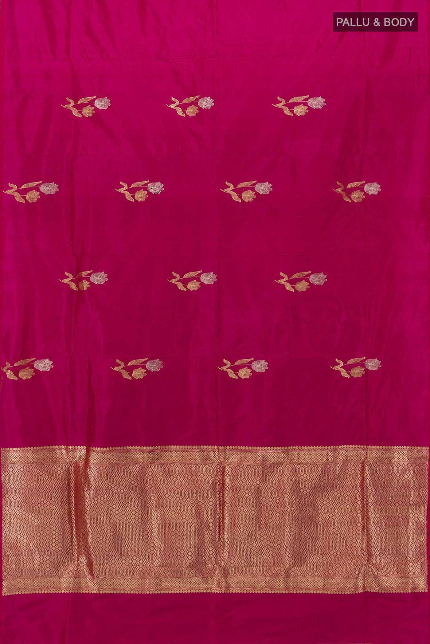 Rani Pink Banarasi Katan Silk Saree - Image 5