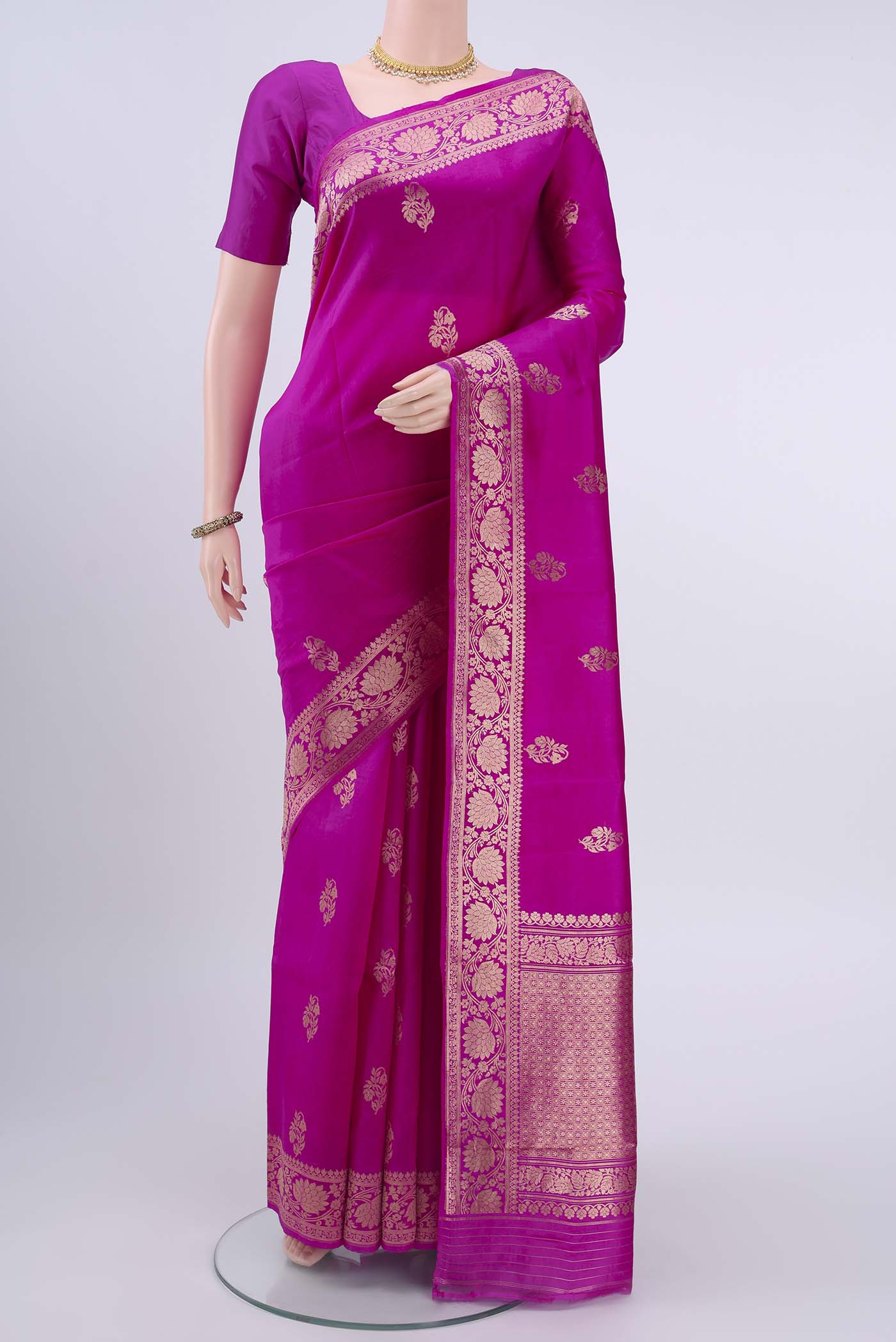 Rani Pink Banarasi Katan Silk Saree