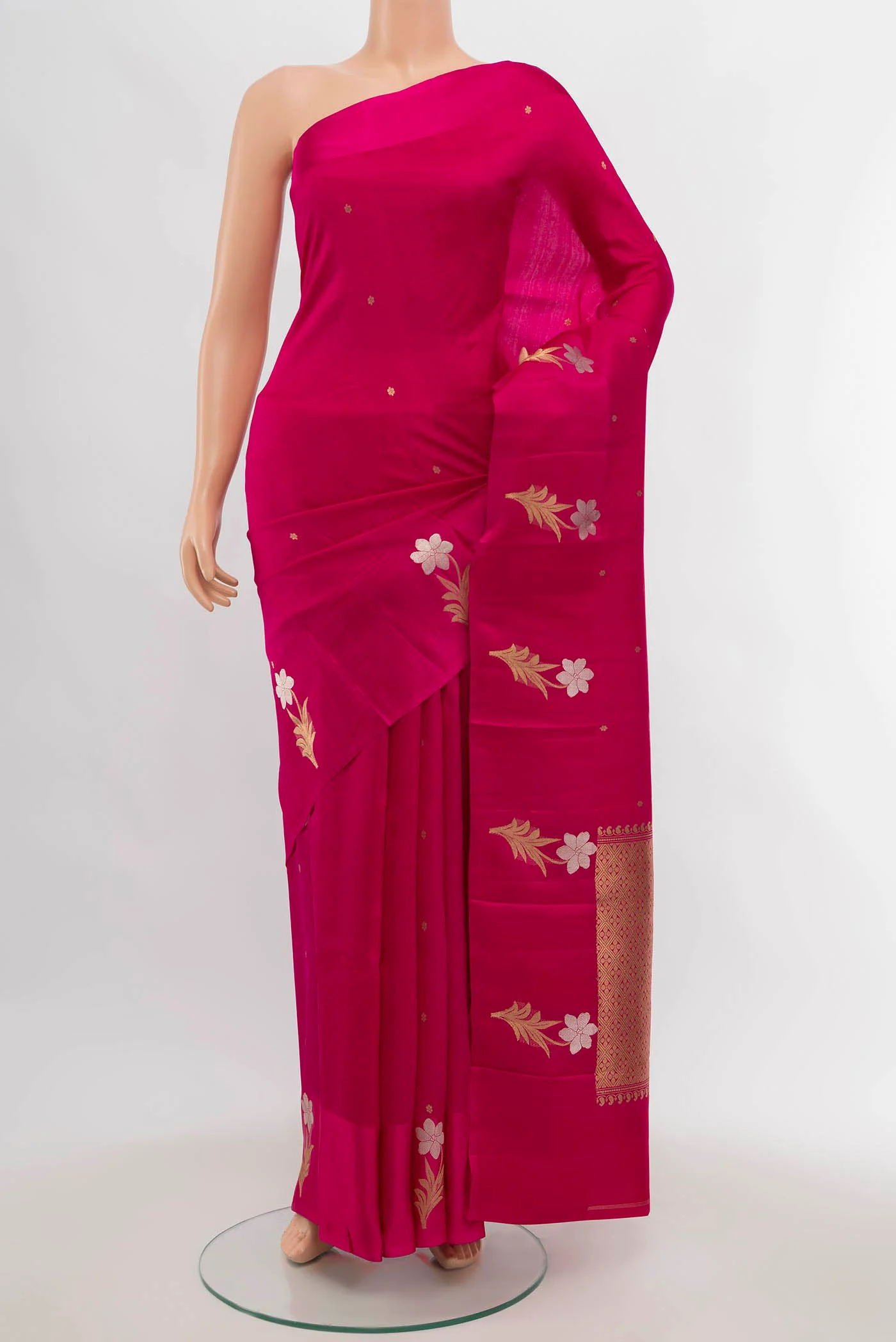 Rani Pink Banarasi Katan Silk Saree