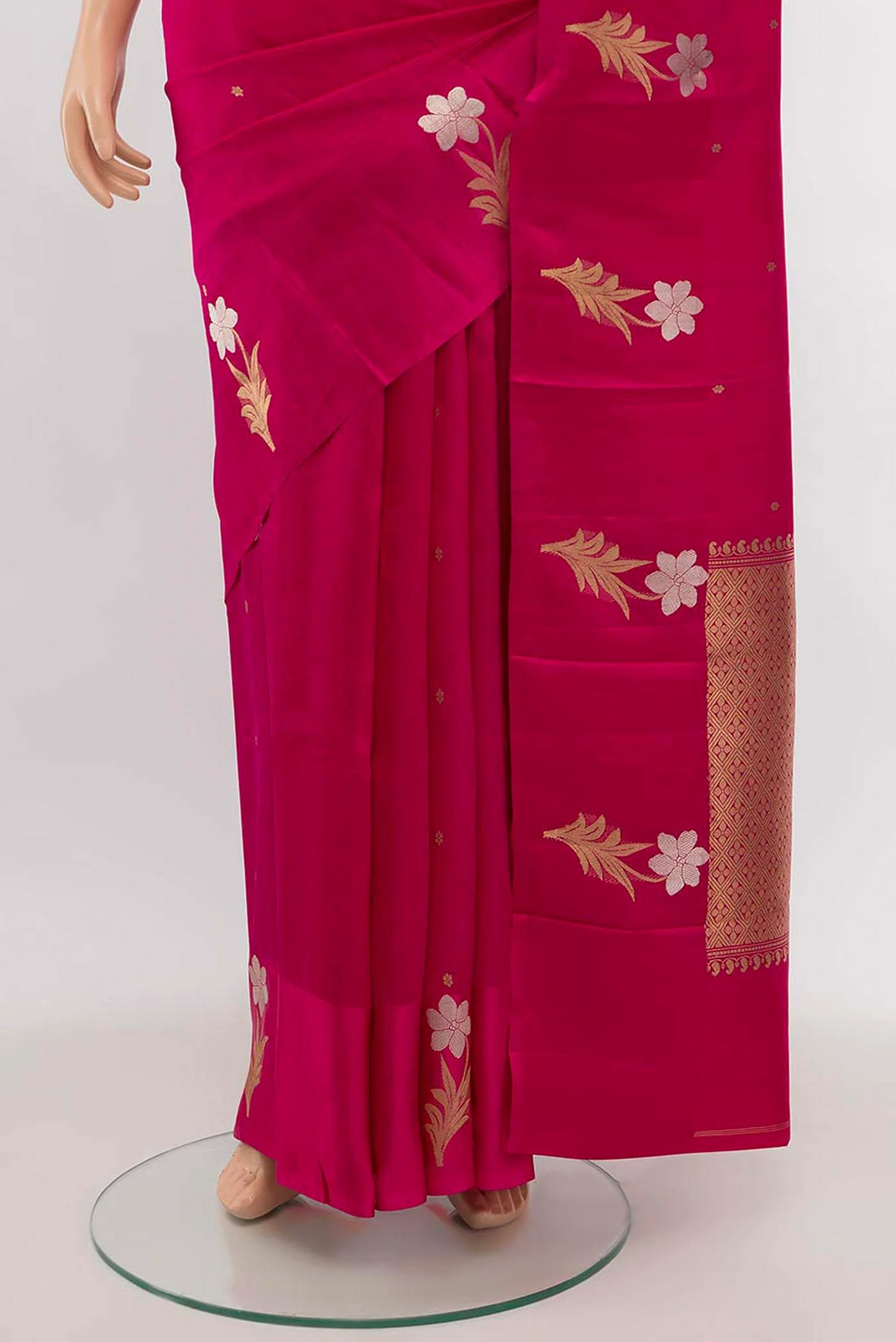 Rani Pink Banarasi Katan Silk Saree - Image 3