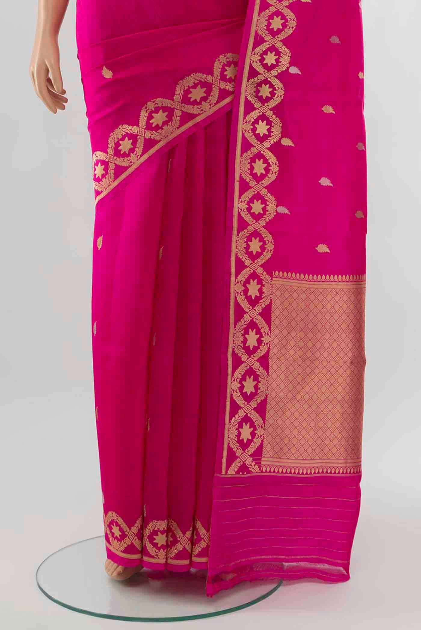 Rani Pink Banarasi Katan Silk Saree - Image 3