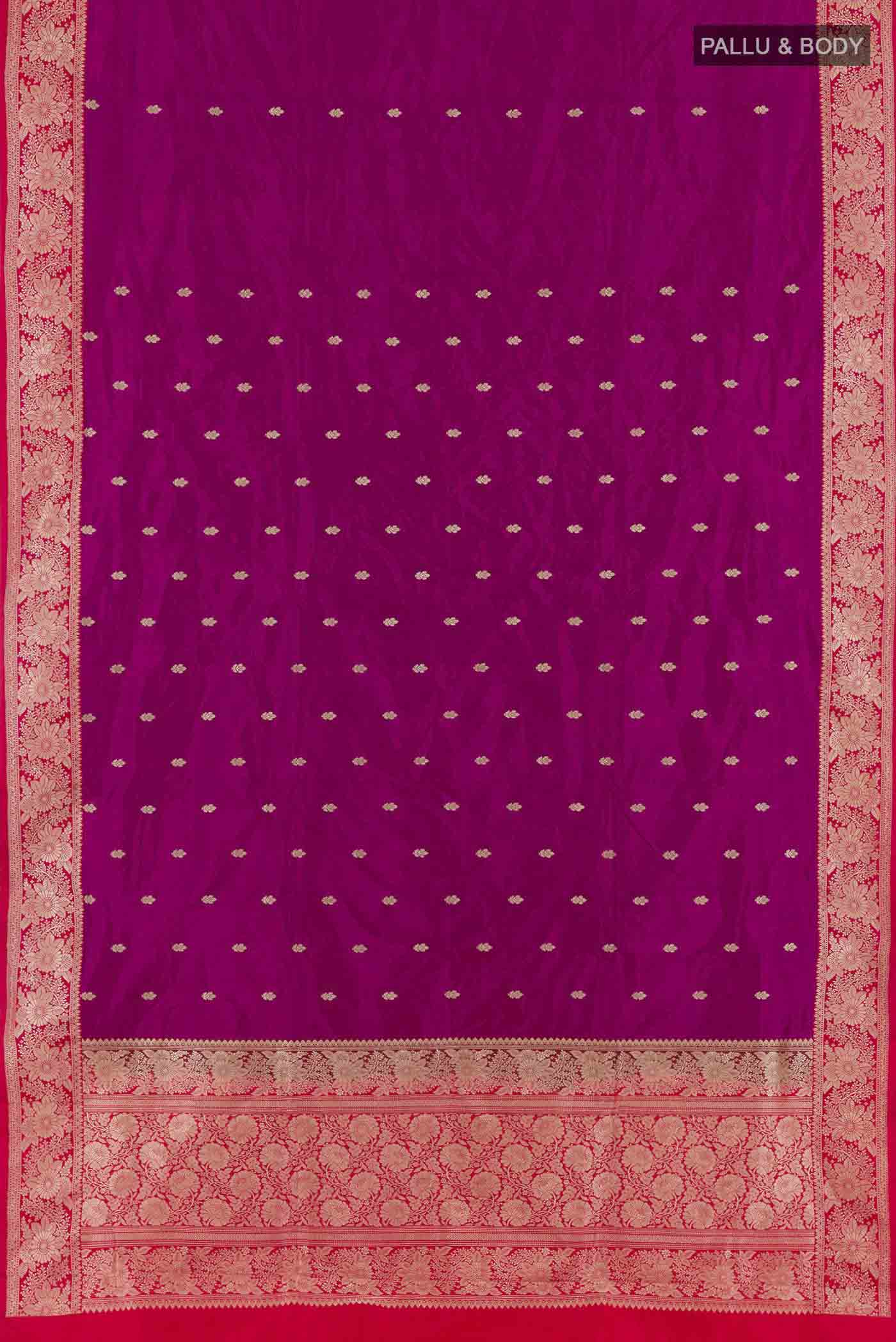 Magenta Banarasi Katan Silk Saree - Image 3