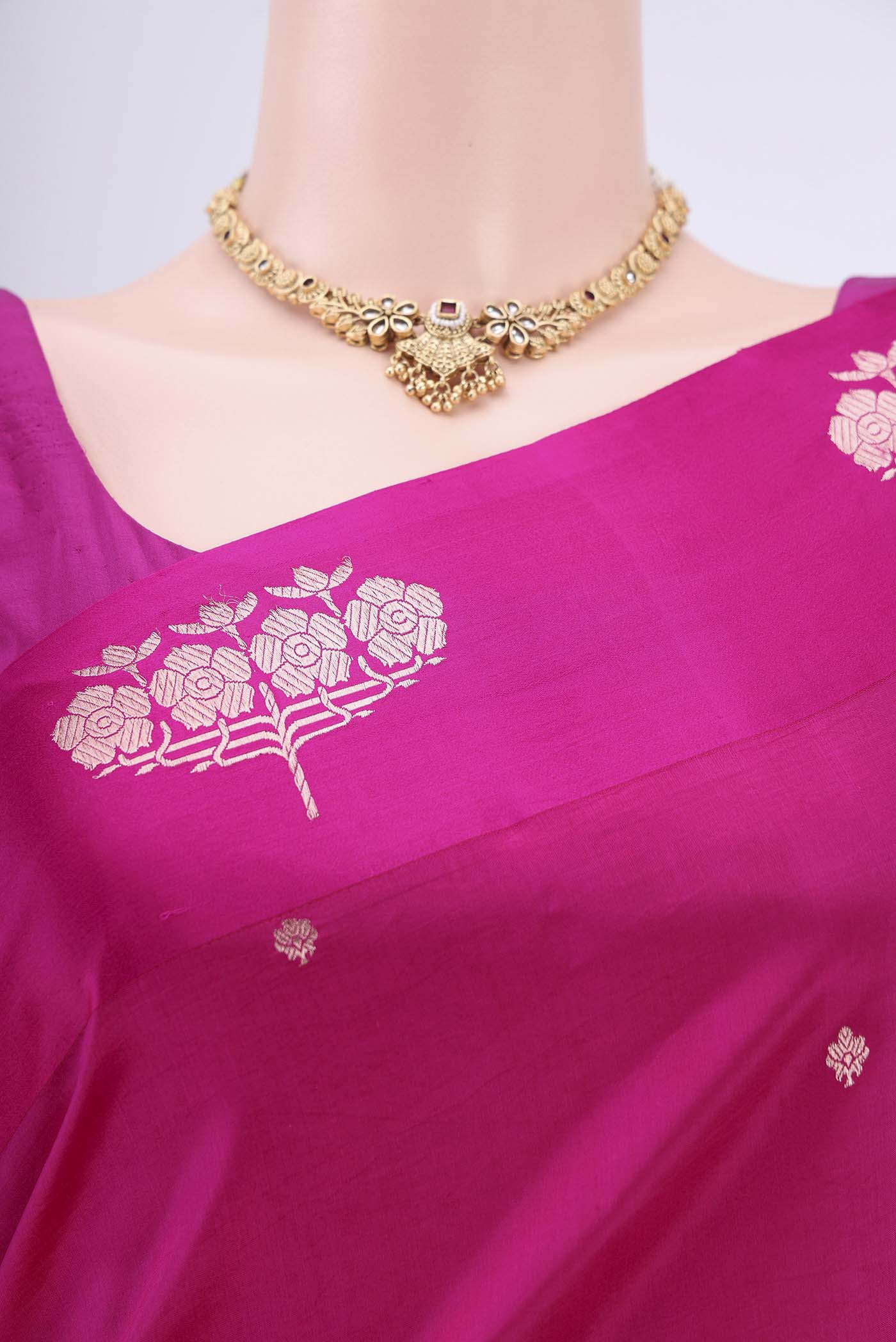 Rani Pink Banarasi Silk Saree - Image 2